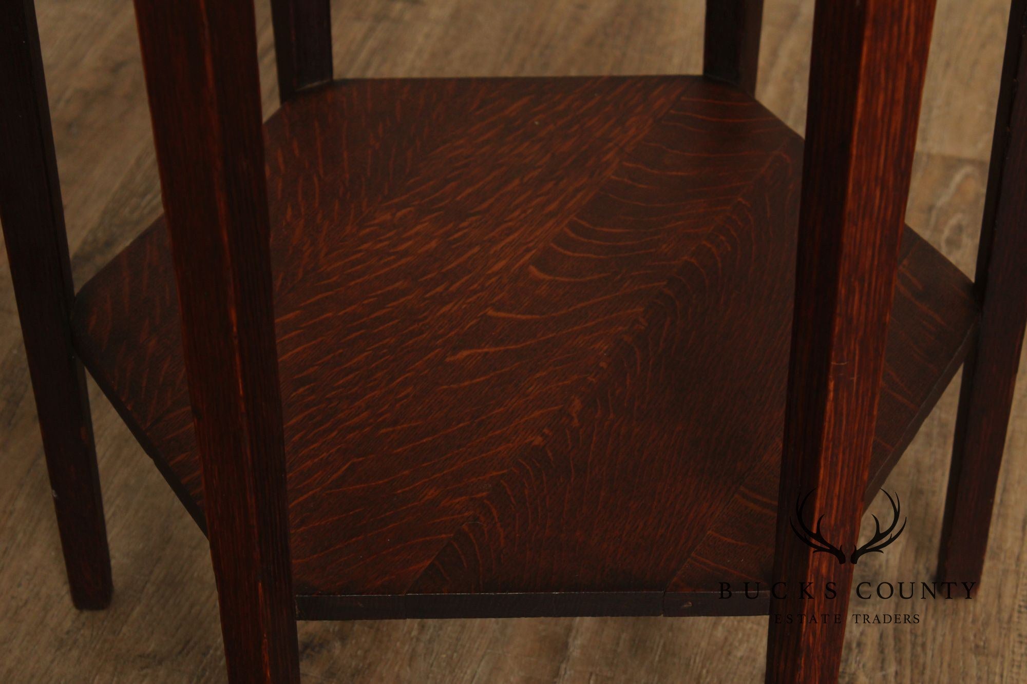 Imperial Furniture Antique Mission Oak Hexagonal Lamp Table