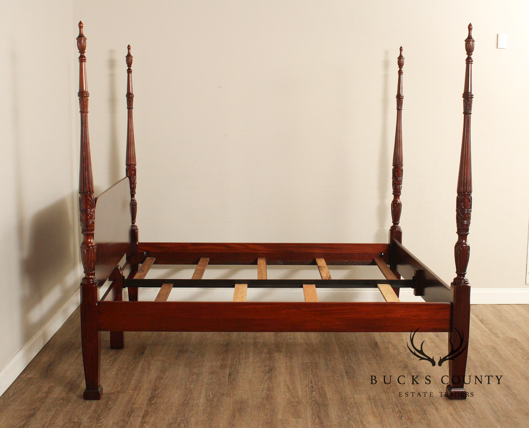 Link Taylor Mahogany King Rice Carved Poster Bed