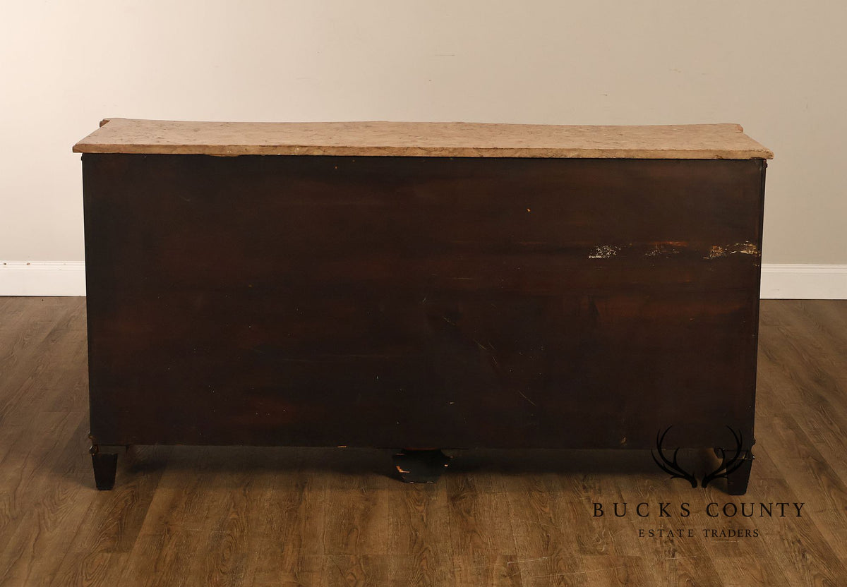 Marble Top Neoclassical Style Mahogany Dresser Buffet