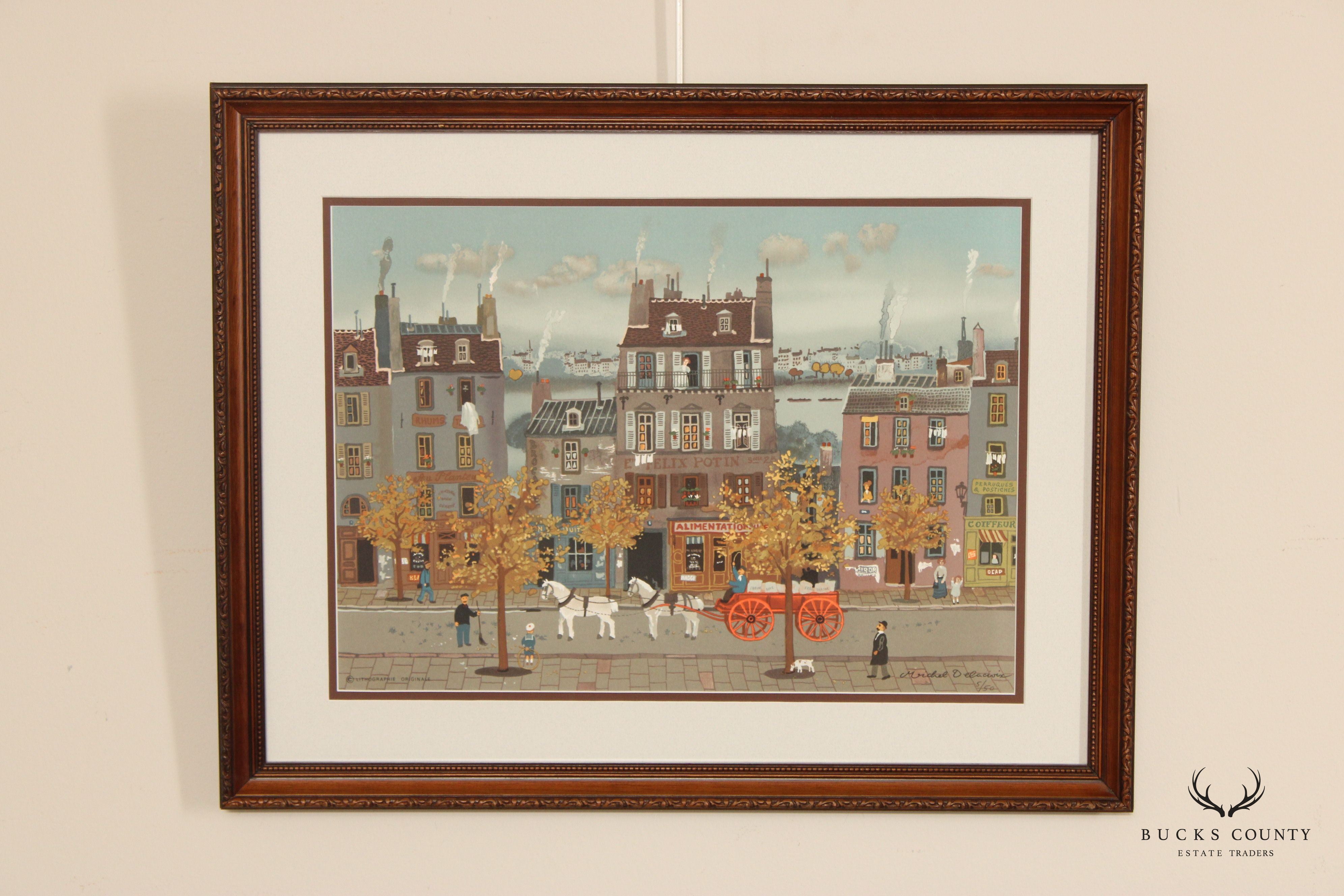 Michel Delacroix 'Marchand de Farine' Framed Numbered Lithograph