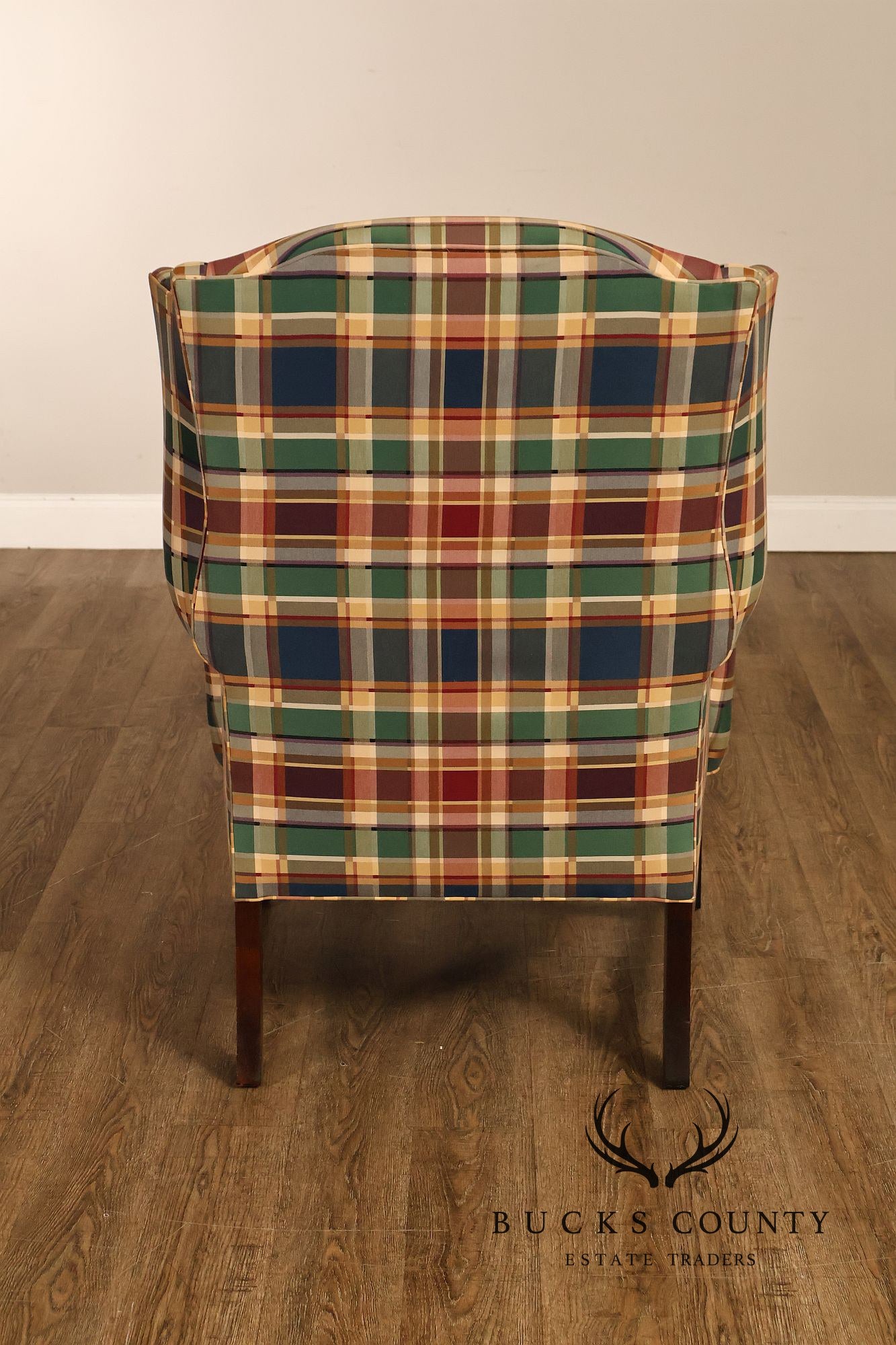Henredon Custom Folio Collection Plaid Wingback Armchair