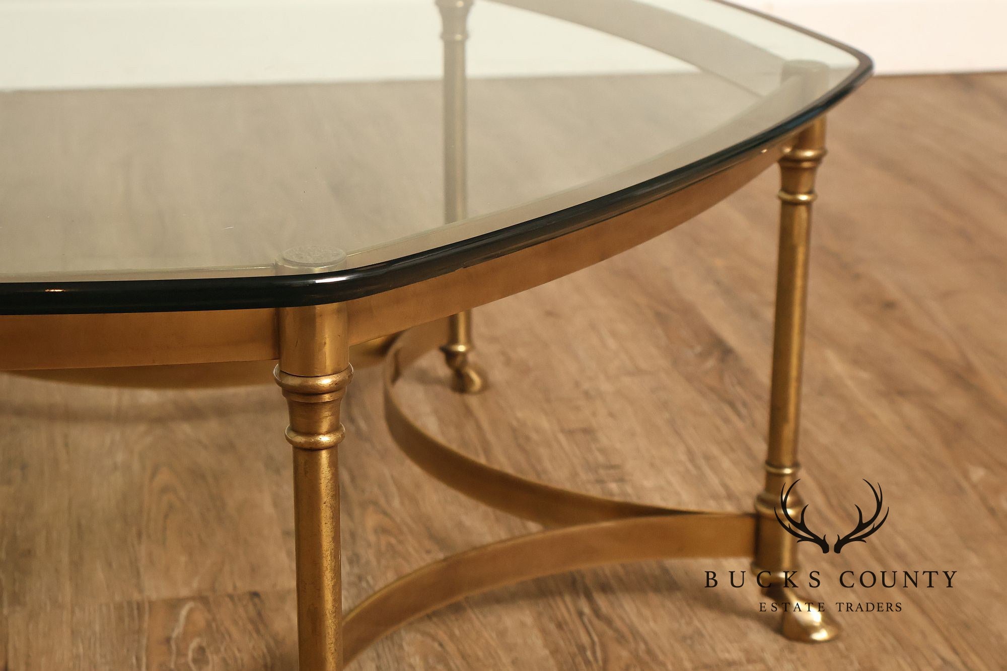 Directoire Style Vintage Brass and Glass Top Coffee Table