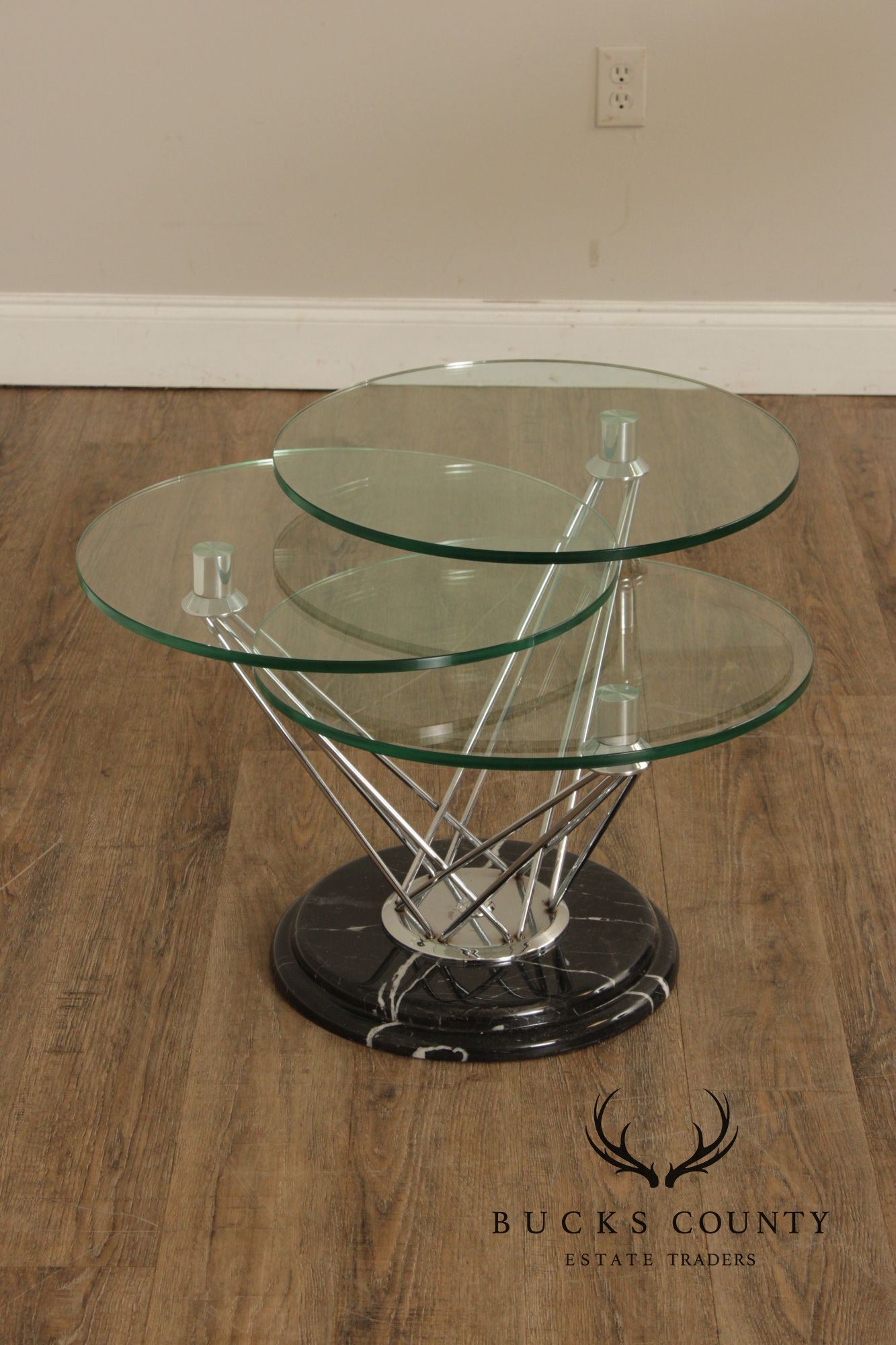 Modern Glass Top Marble Swivel Side Table