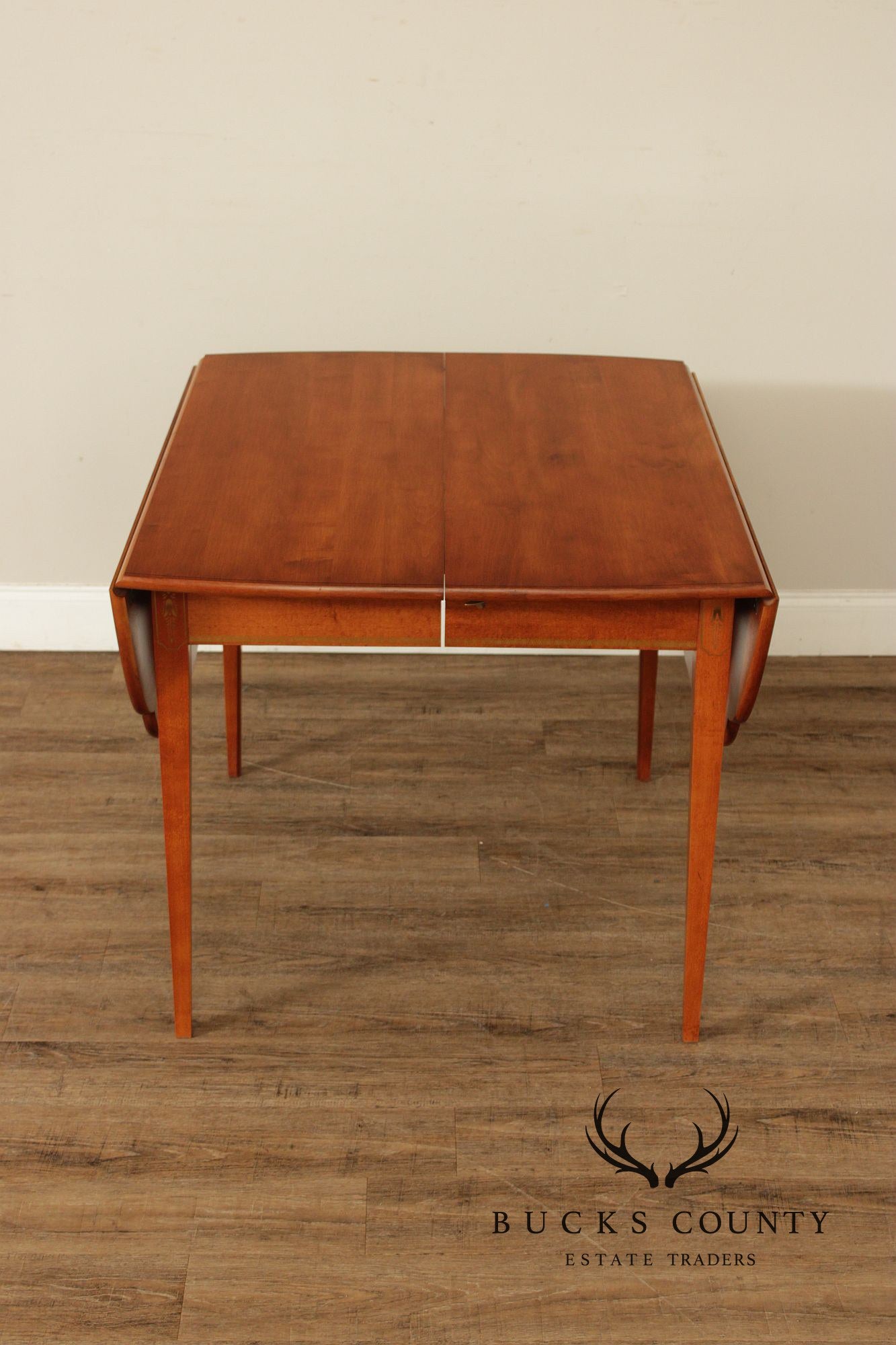 L. Hitchcock Maple Stenciled Drop Leaf Extension Dining Table