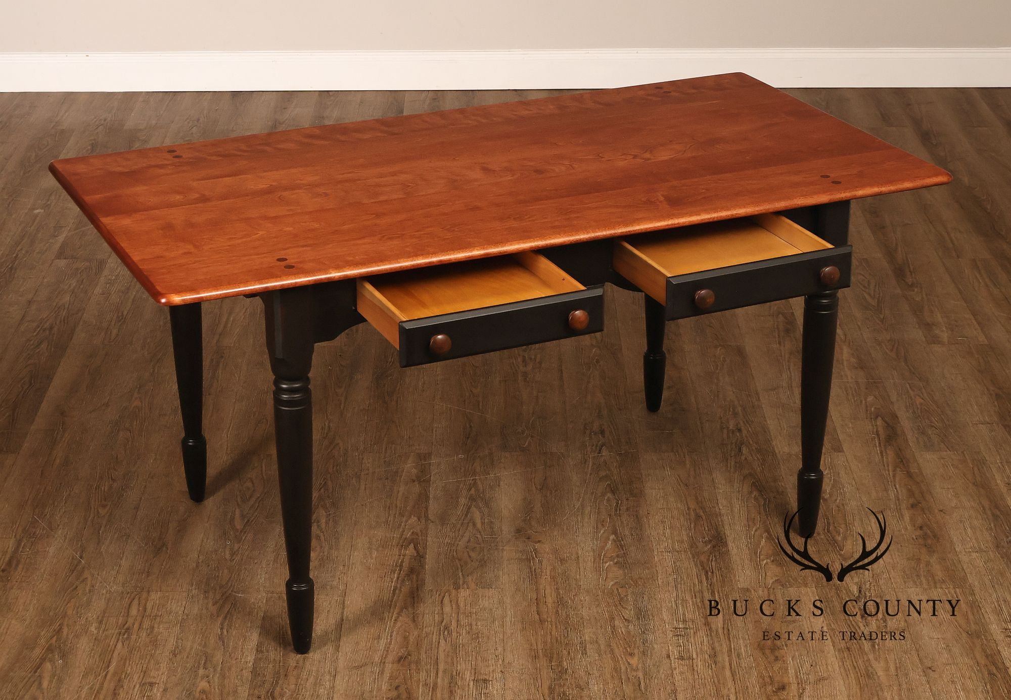 Nichols & Stone Maple Farmhouse Style Two Drawer Dining Table Or Desk