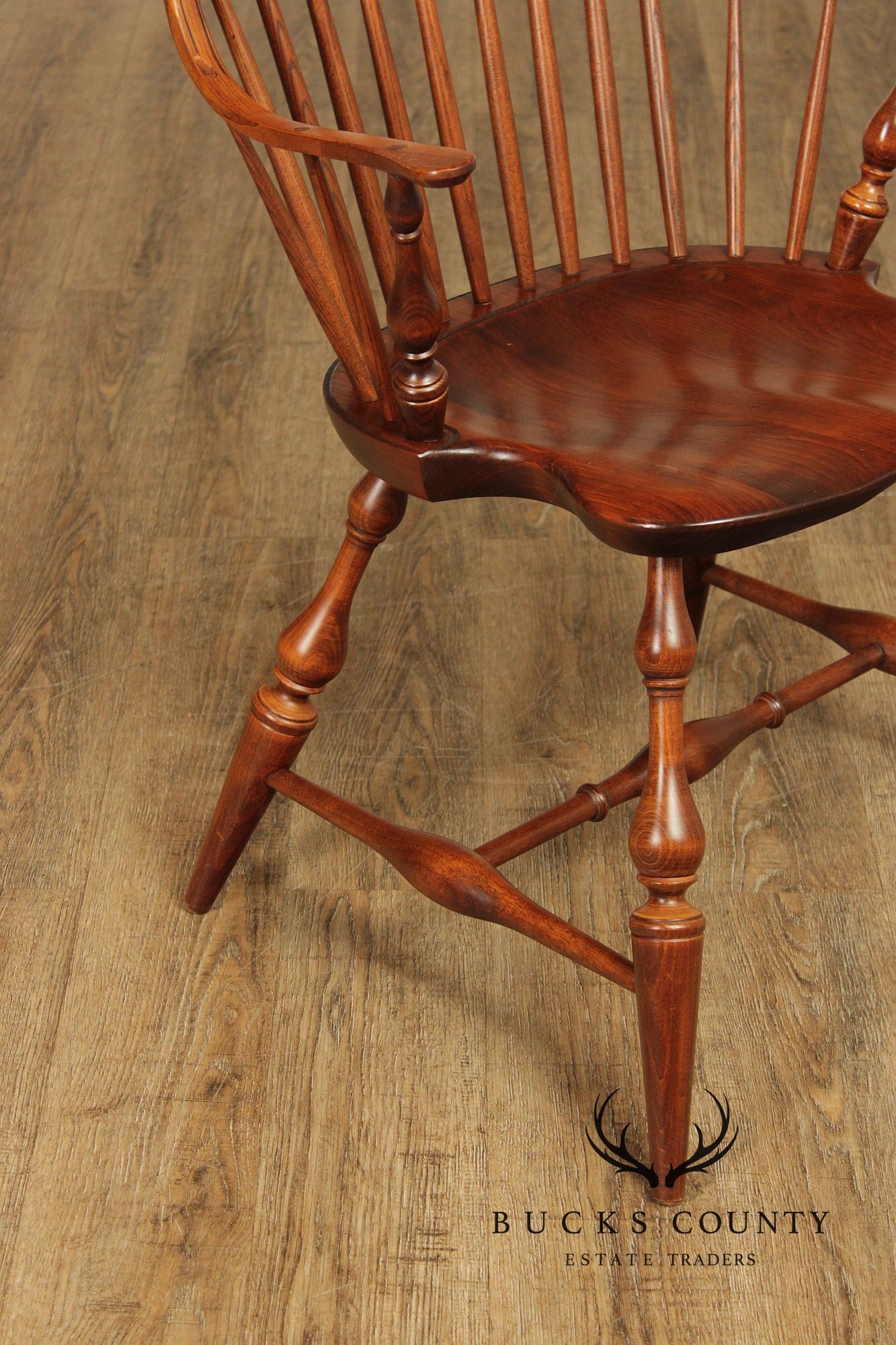 Nichols & Stone Set Of 4 Mixed Wood Windsor Bow Back Armchairs