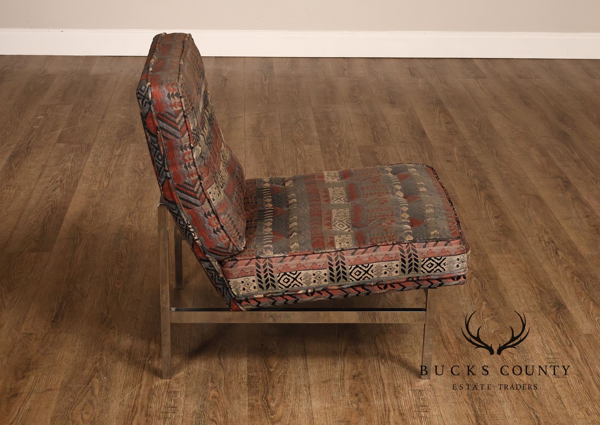 Florence Knoll Mid Century Modern Pair of Chrome Lounge Chairs