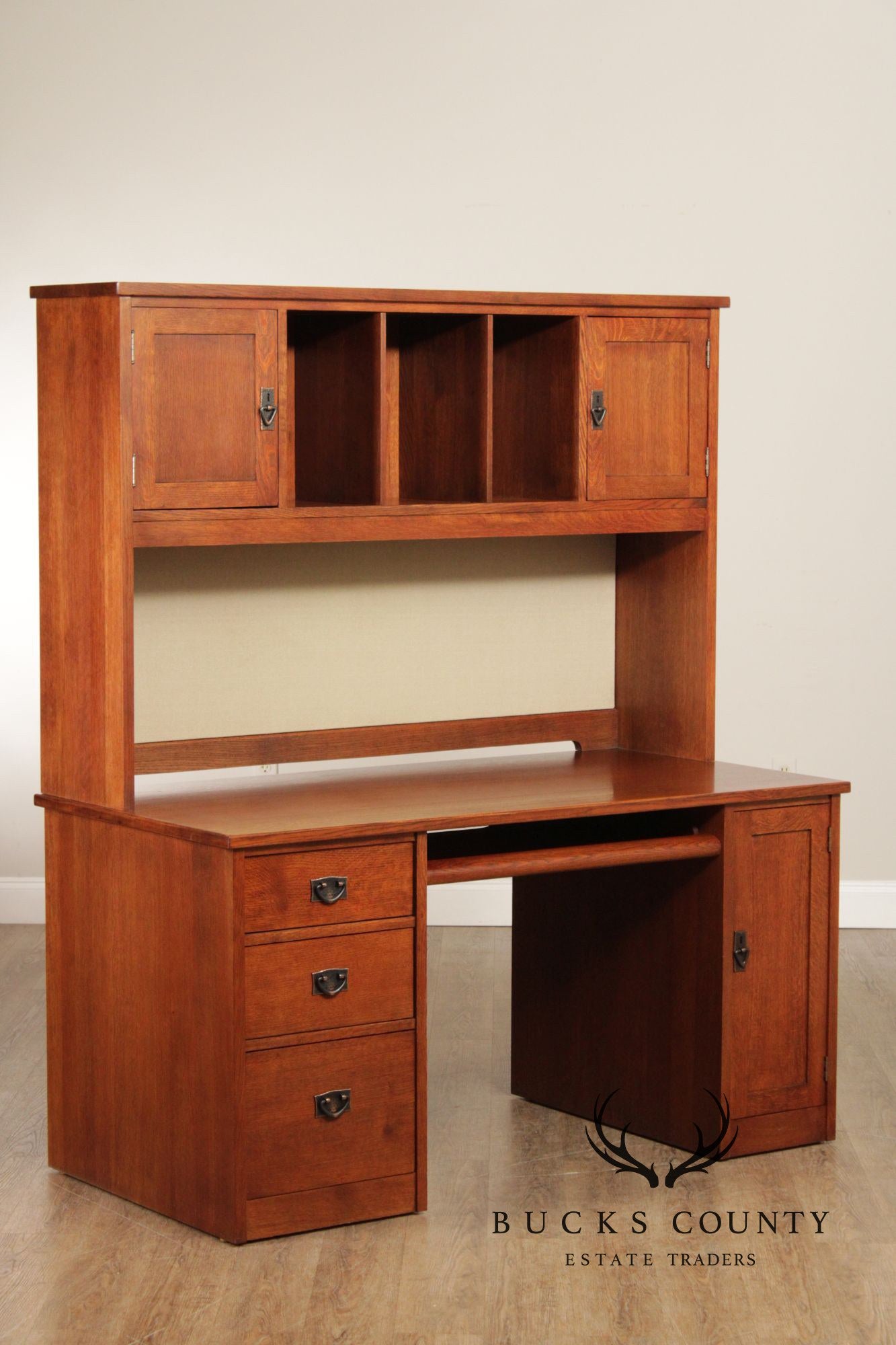 Stickley Mission Collection Executive Desk With Bookcase Hutch