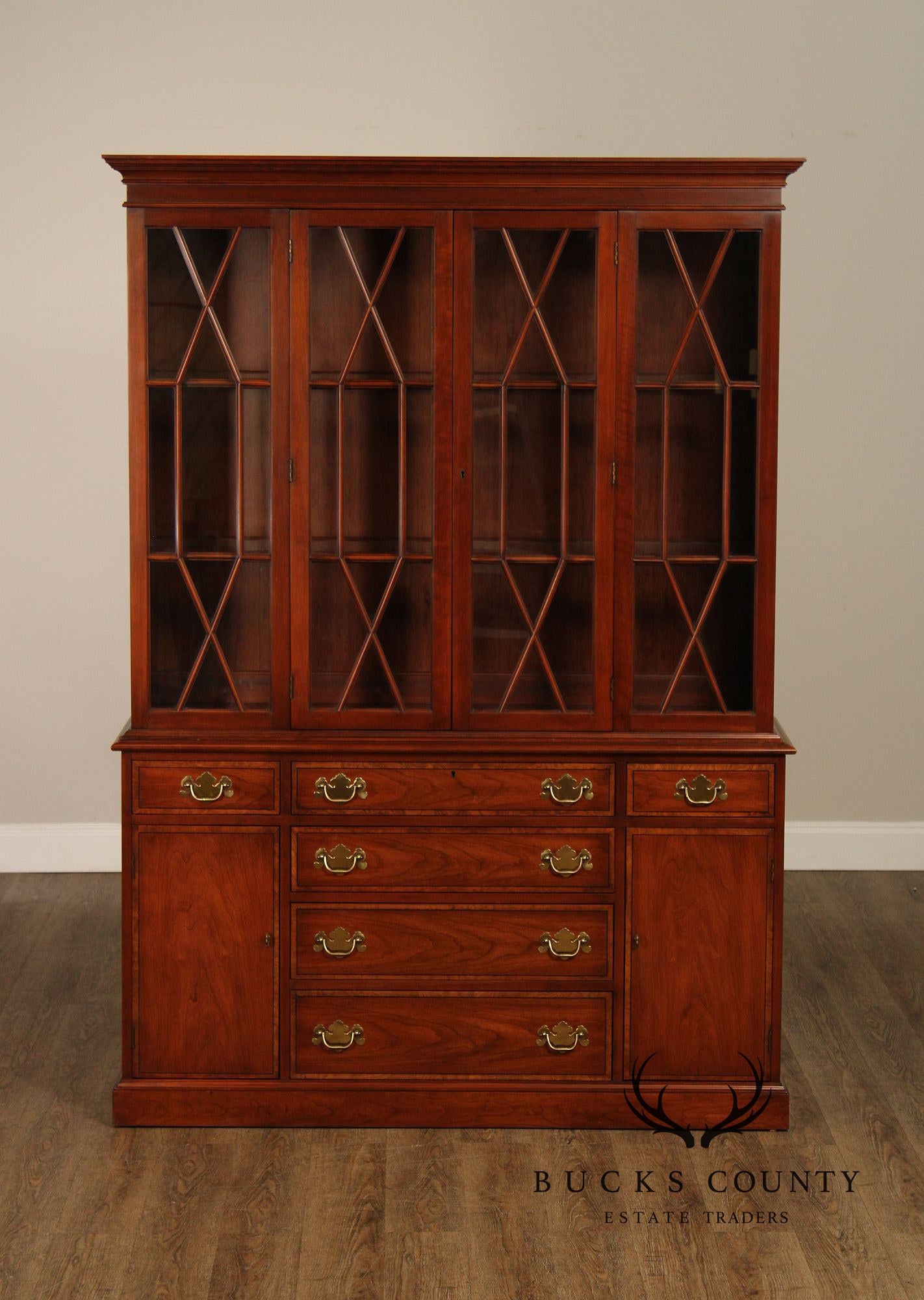 Henkel Harris Cherry Breakfront China Cabinet