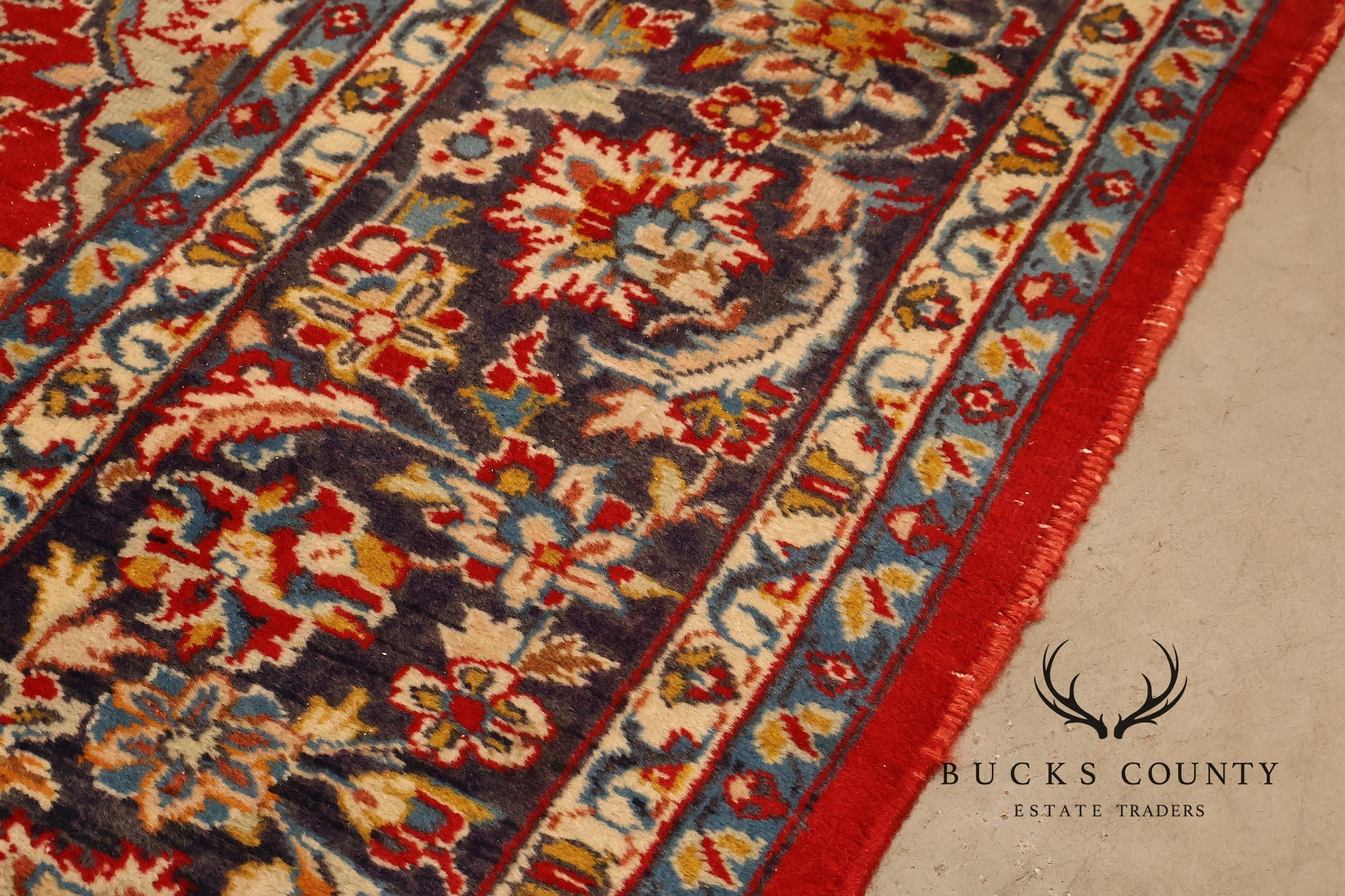 Hand Knotted Persian Style Vintage Wool Area Rug Red Field Floral Medallion
