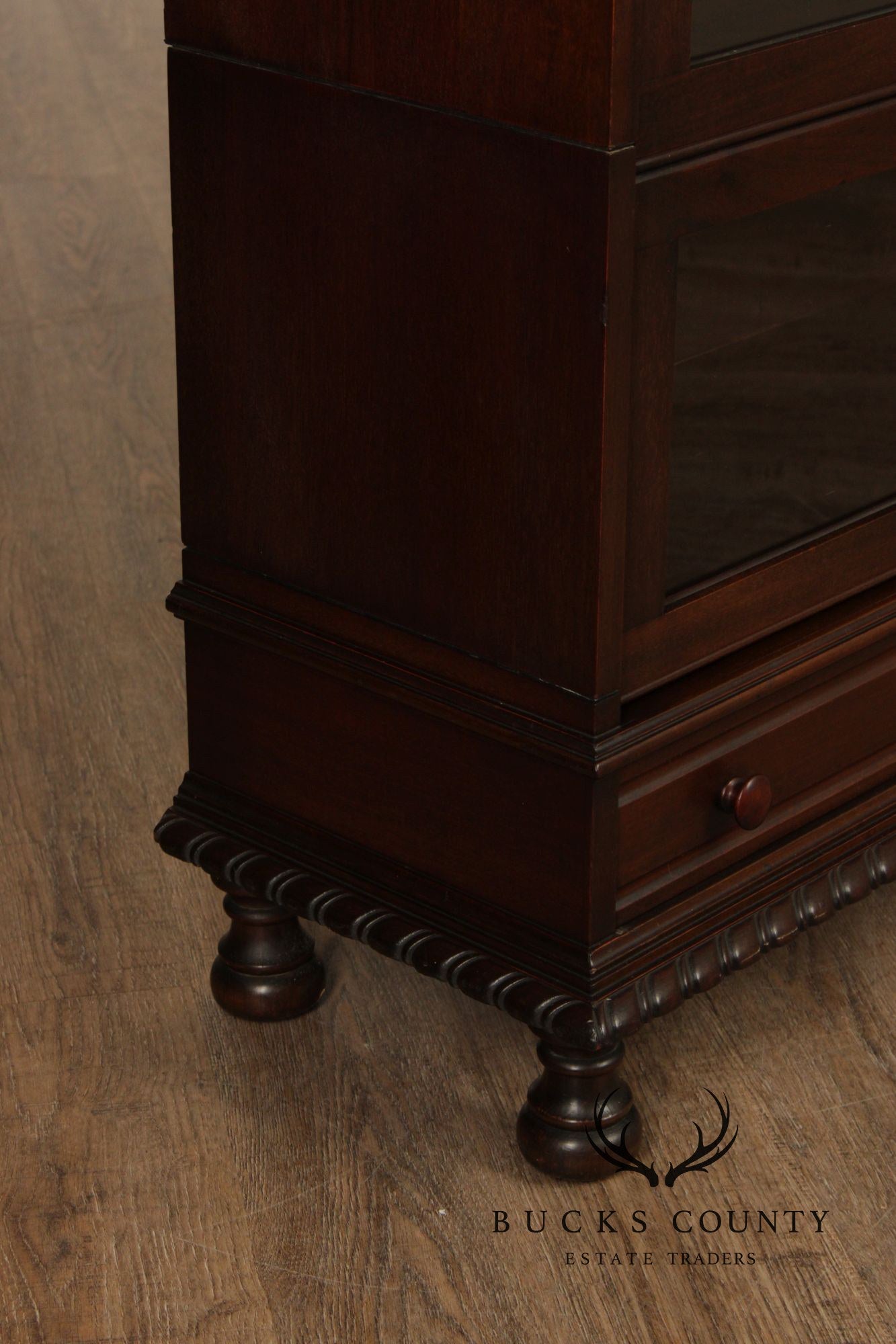 Grand Rapids Antique Mahogany Double Wide Three Stack Barrister Bookcase