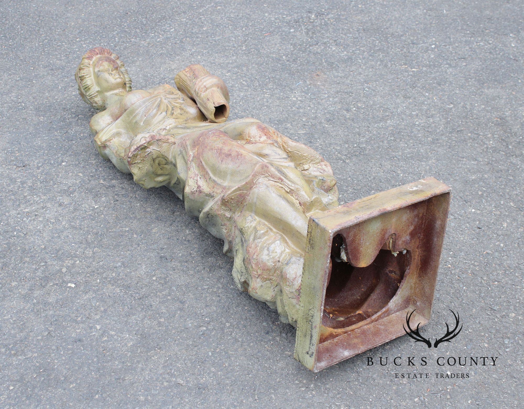 Vintage Cast Iron Garden Statue of a Lady