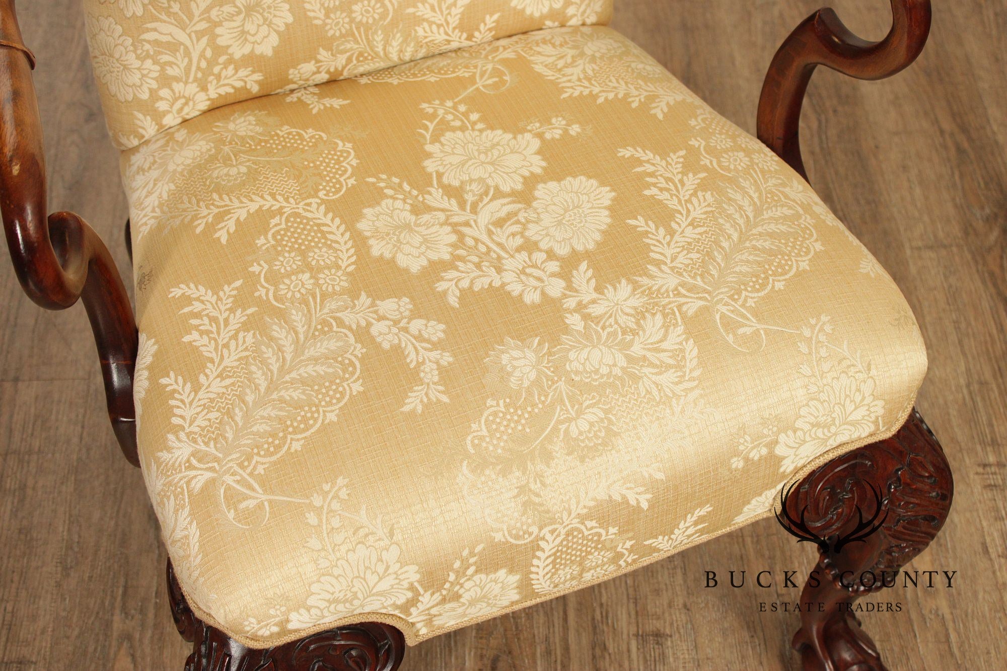 Century Furniture Chippendale Style Pair of Carved Mahogany Armchairs