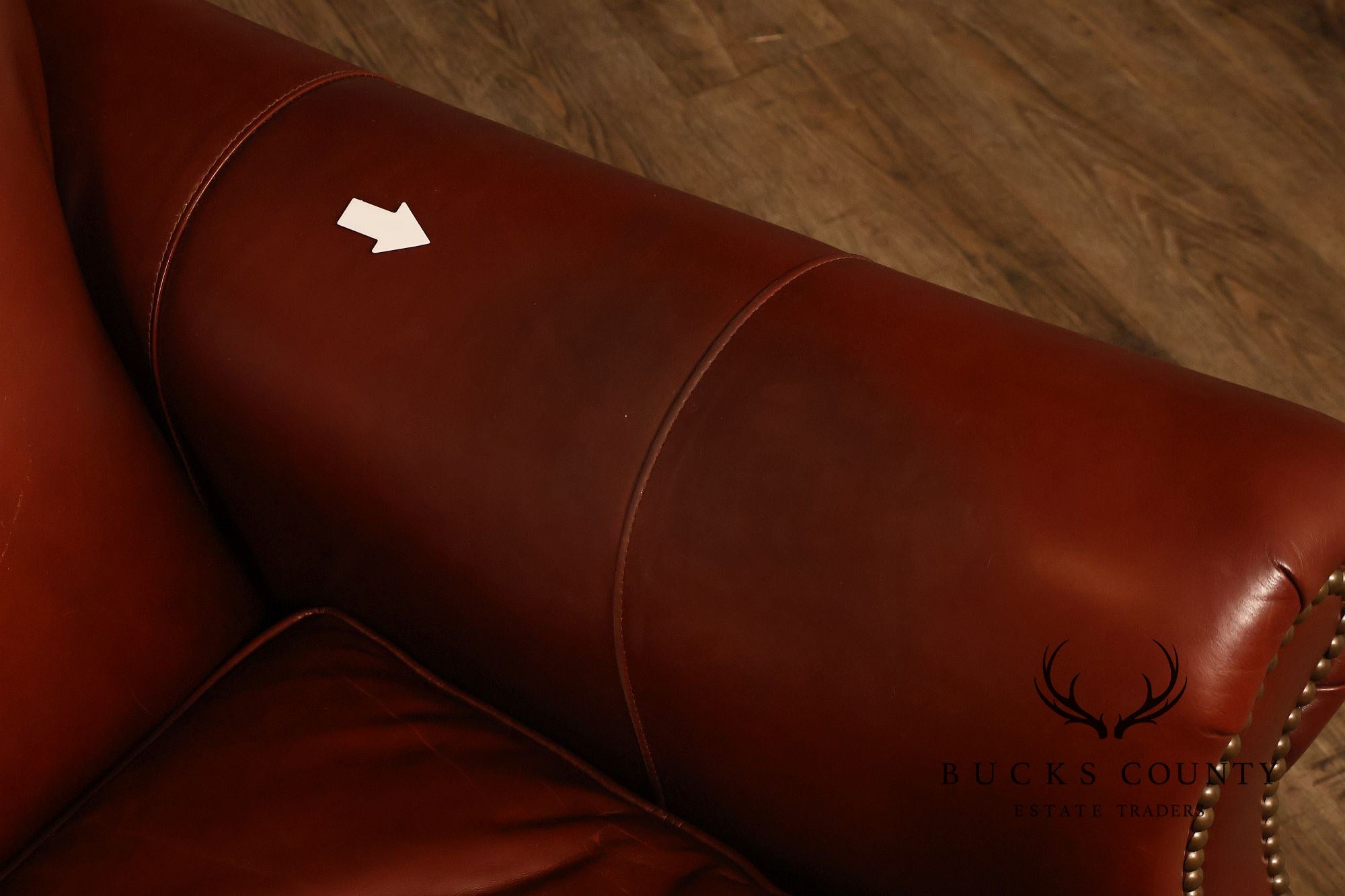 Bradington-Young Traditional Style Leather Three Cushion Sofa