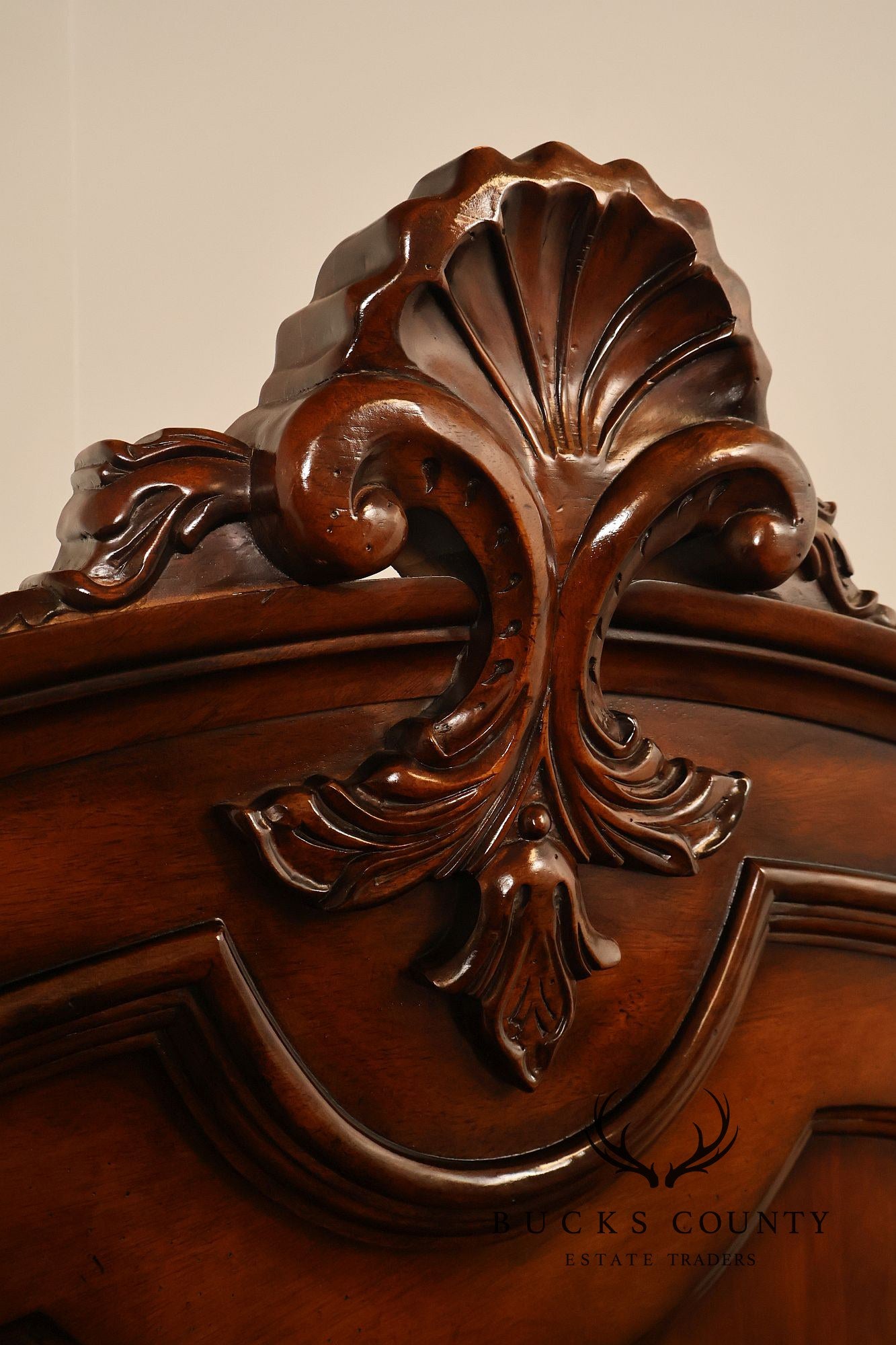 Baroque Style King Size Mahogany High Back Carved Bed Frame