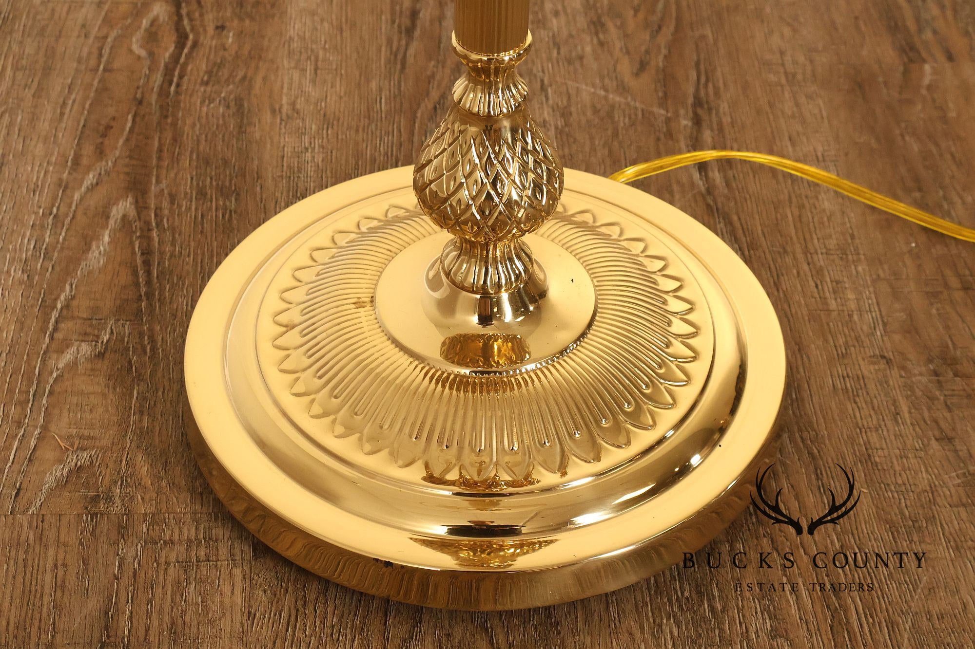 Traditional Brass Double Light Pineapple Accent Floor Lamp With Shade