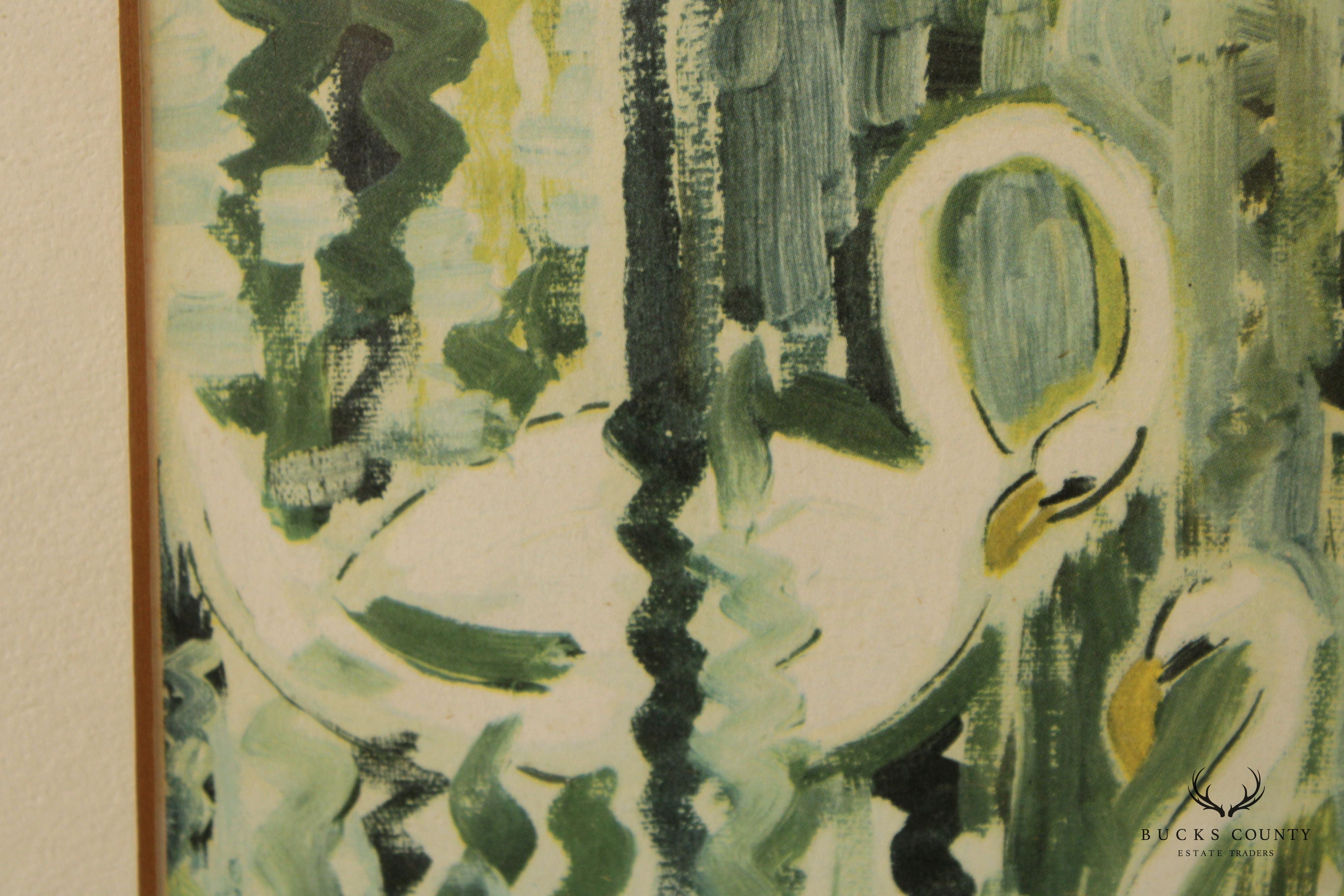 Milia Laufer Impressionist Style Framed Swan Print