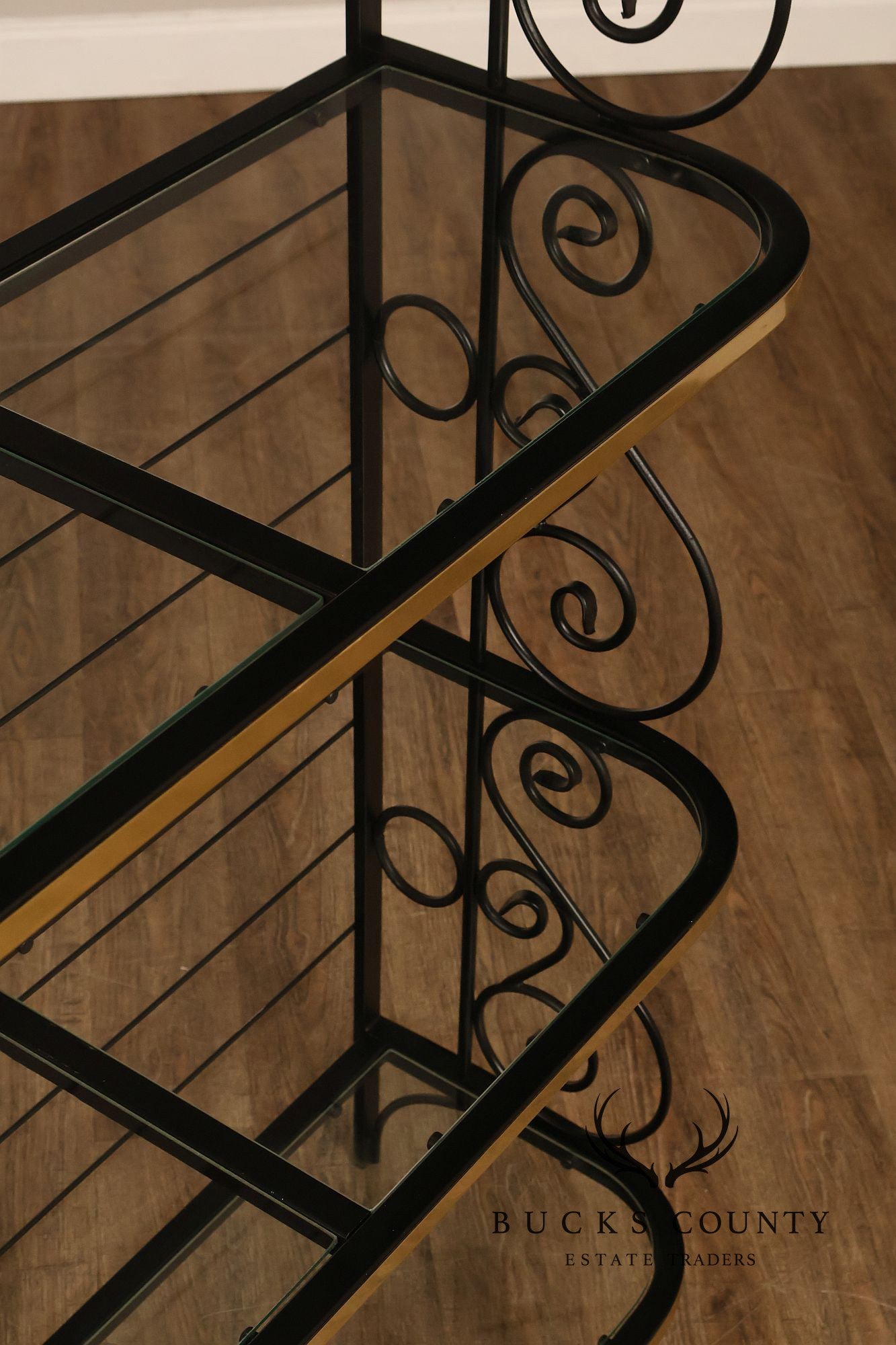 Morecraft French Country Style Wrought Iron And Glass Étagère