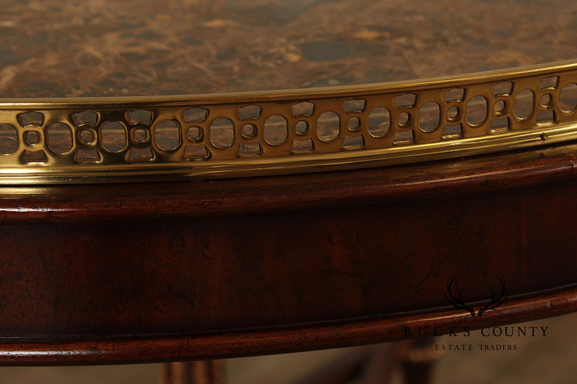 Maitland Smith Marble Top Mahogany Center Table
