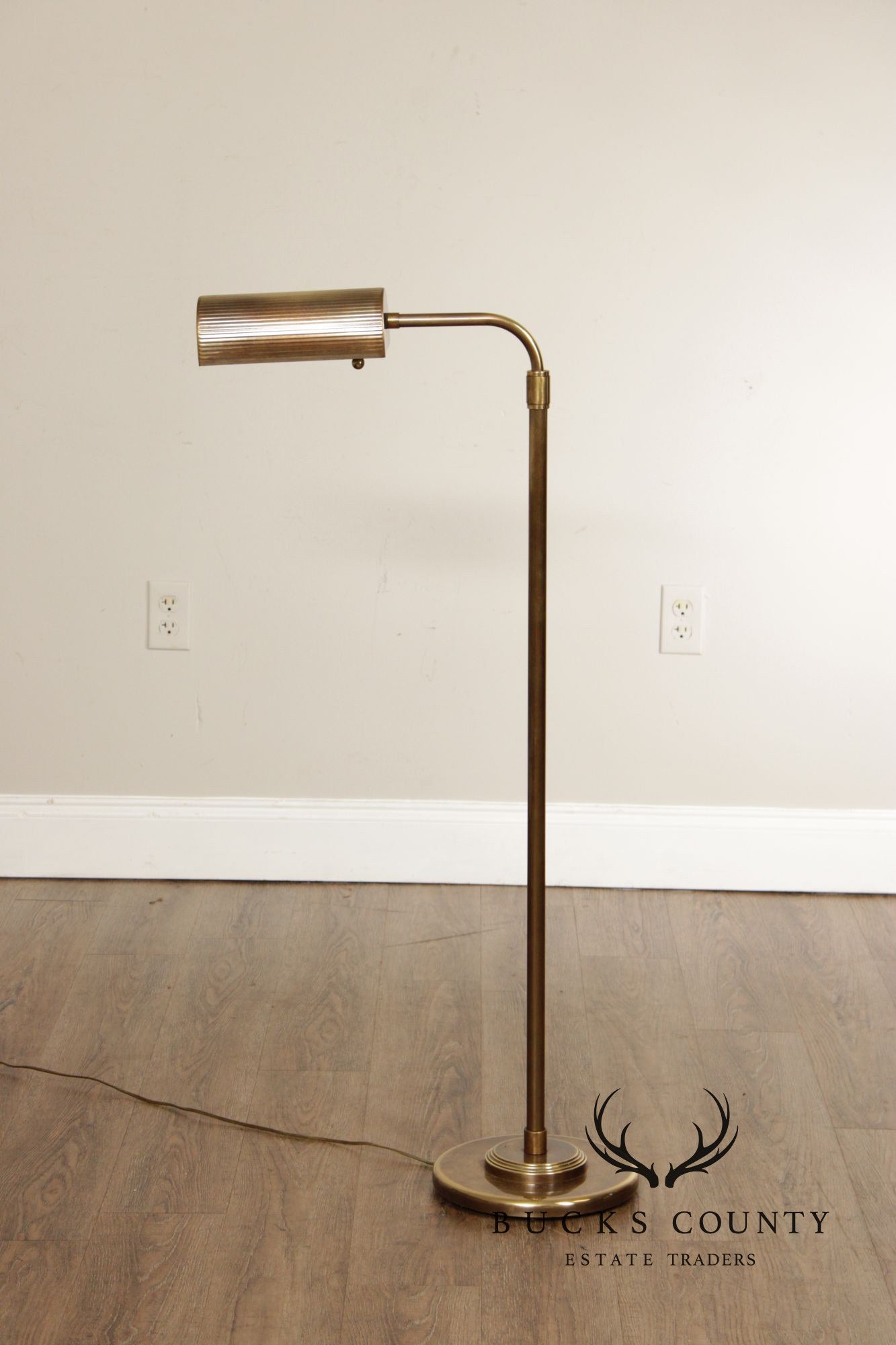 Leviton Mid-Century Modern Style Brass Adjustable Floor Lamp