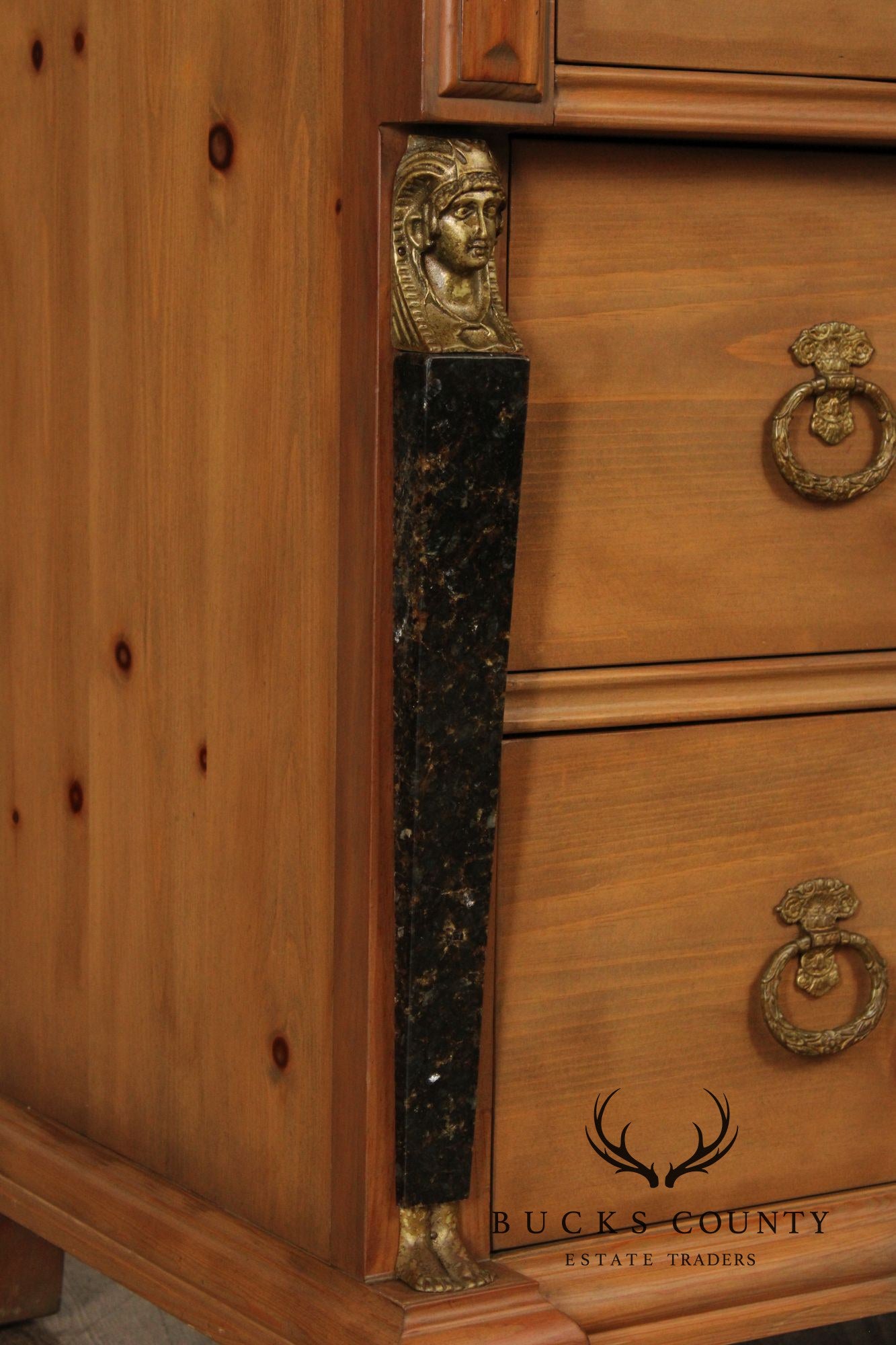 EJ Victor Egyptian Revival Marble-Top Pine Commode