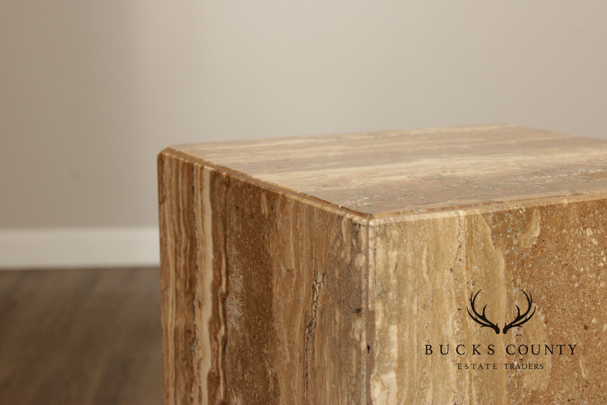 Postmodern Vintage Italian Travertine Pedestal