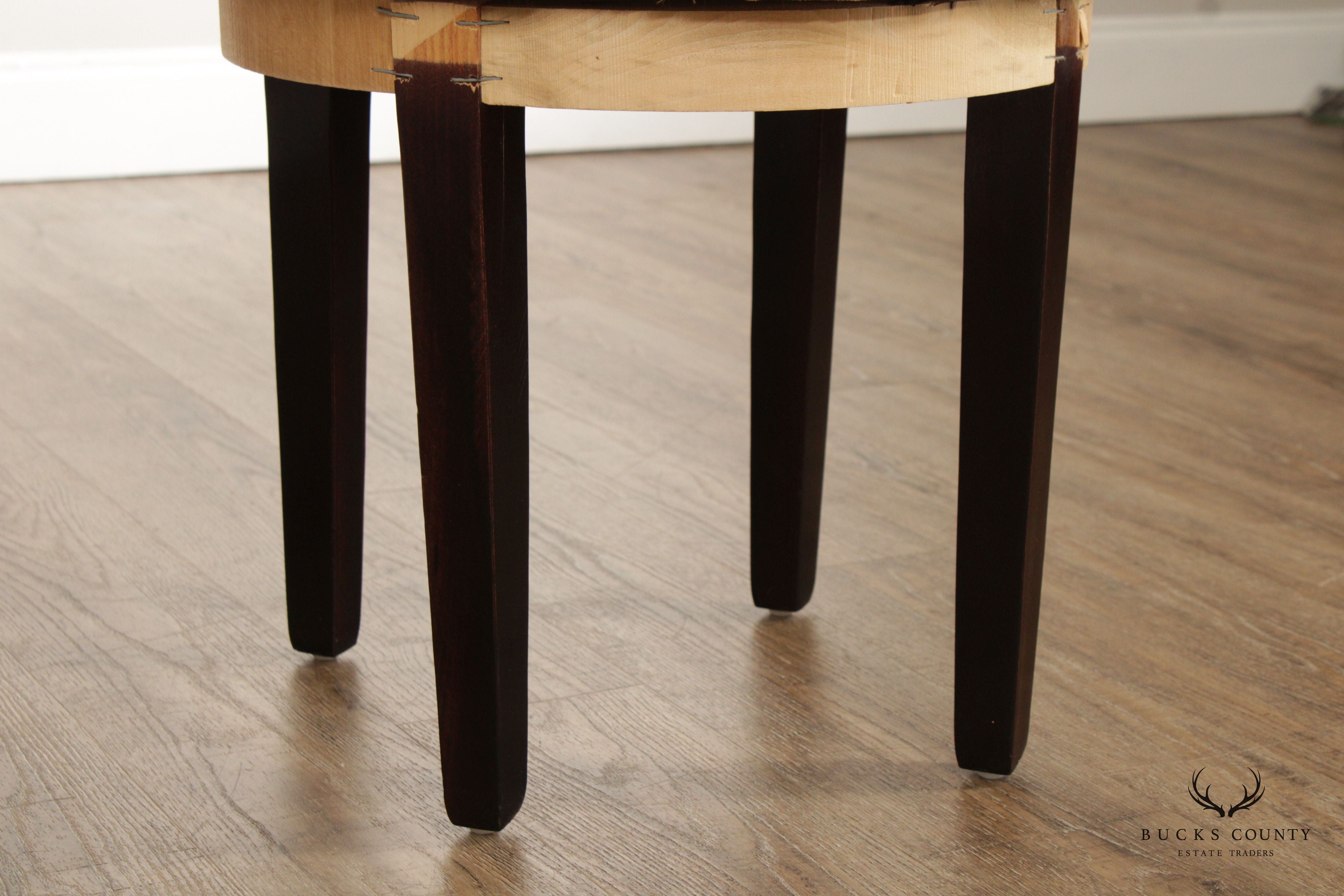 Traditional Custom Upholstered Round Vanity Stool