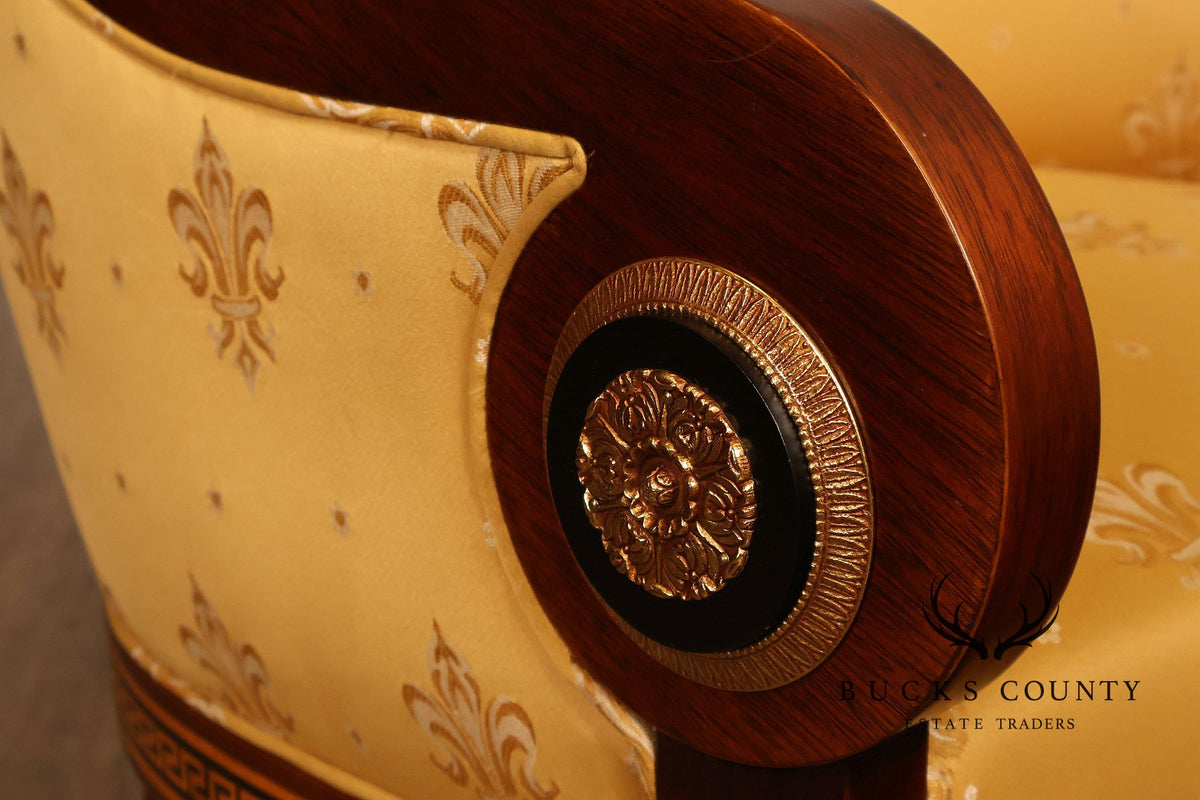 Neoclassical Empire Style Mahogany Barrel Back Armchair