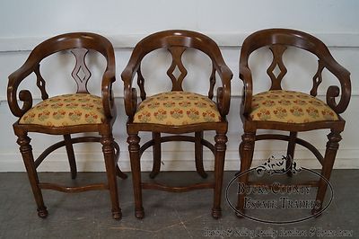 Minton Spidell Quality Set of 3 Empire Style Burgess Barstools