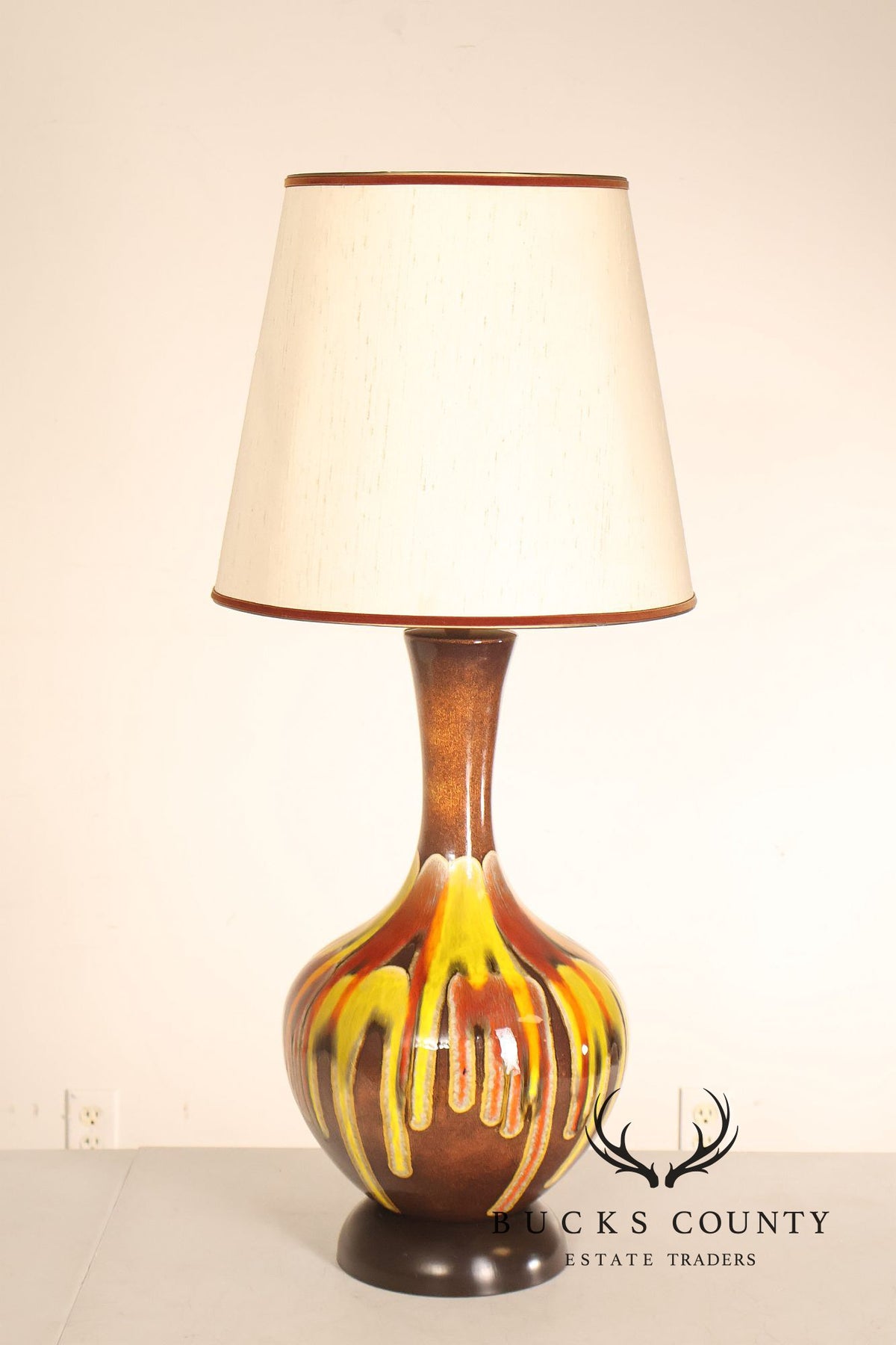 Mid Century Modern Drip-Glaze Ceramic Table Lamp