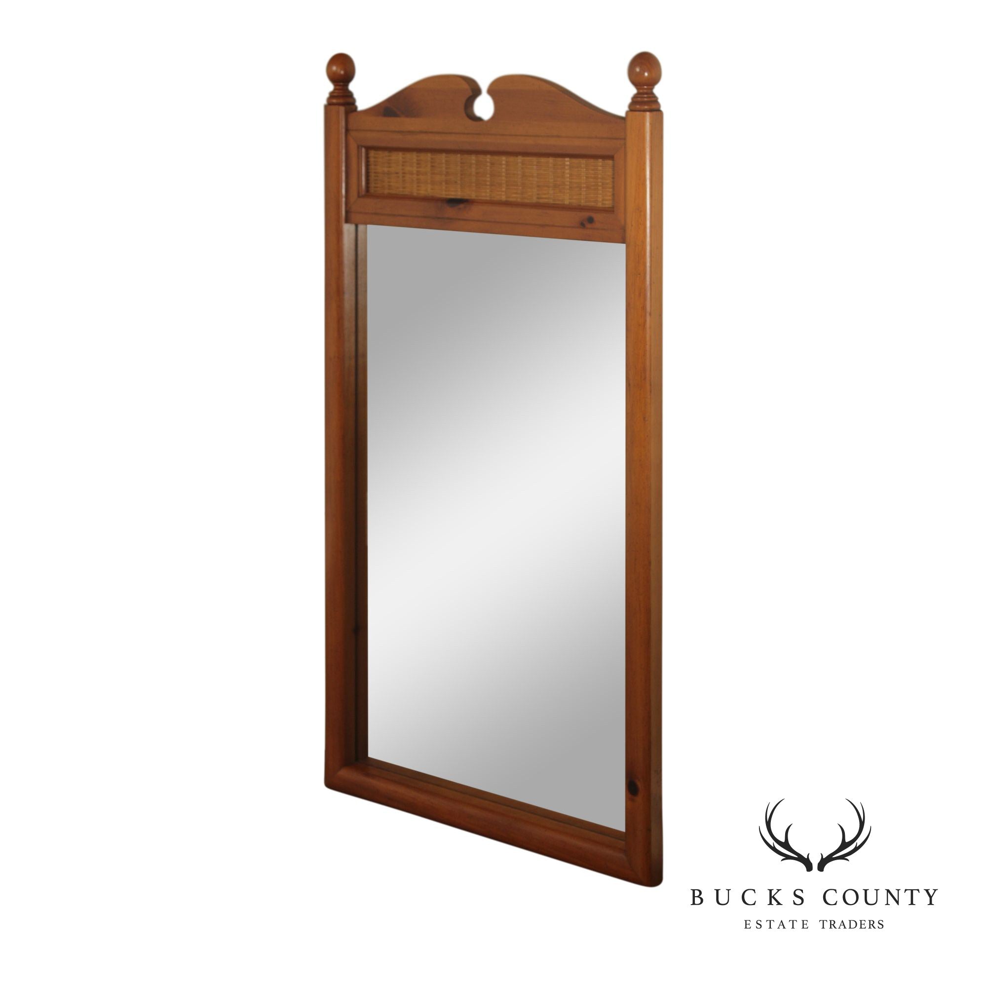 Stanley Furniture Country Pine and Wicker Mirror