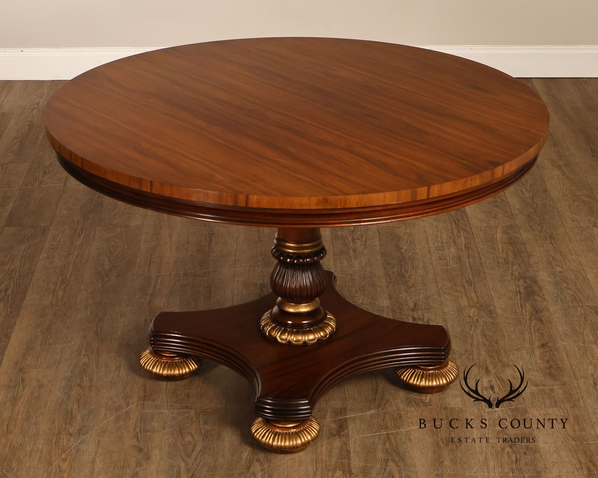English Regency Style 48" Round Mahogany Center Table