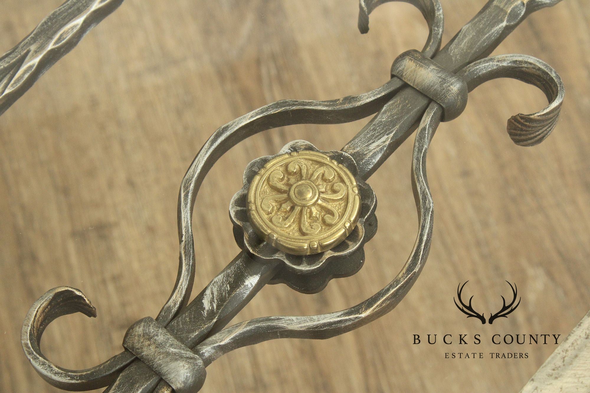 Renaissance Style Cast Iron Glass Top Coffee Table