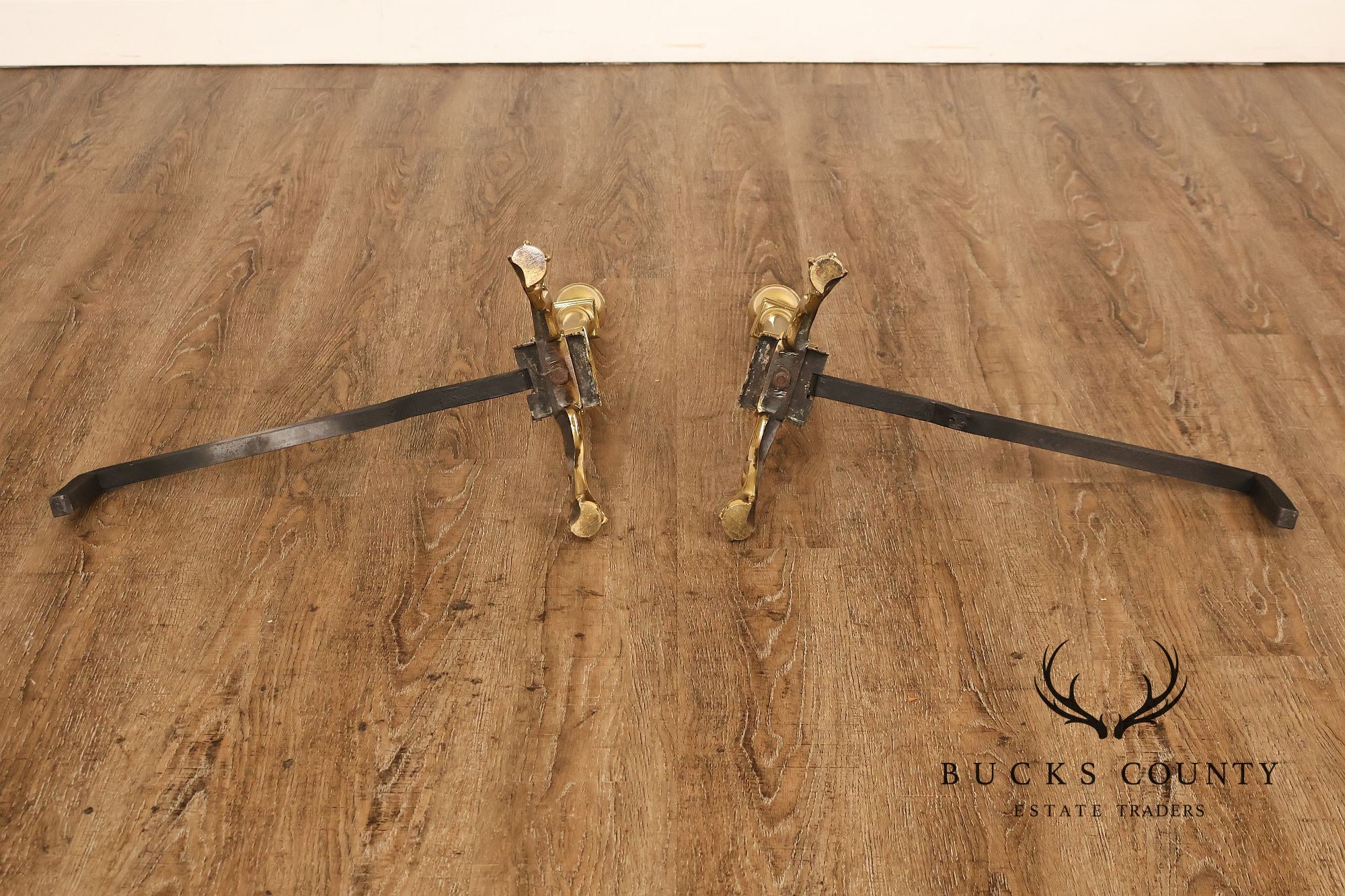 Federal Style Pair Of Brass Andirons