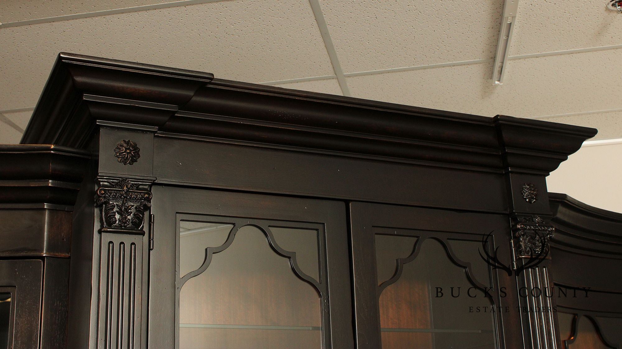Tuscan Style Large Ebonized Display Cabinet