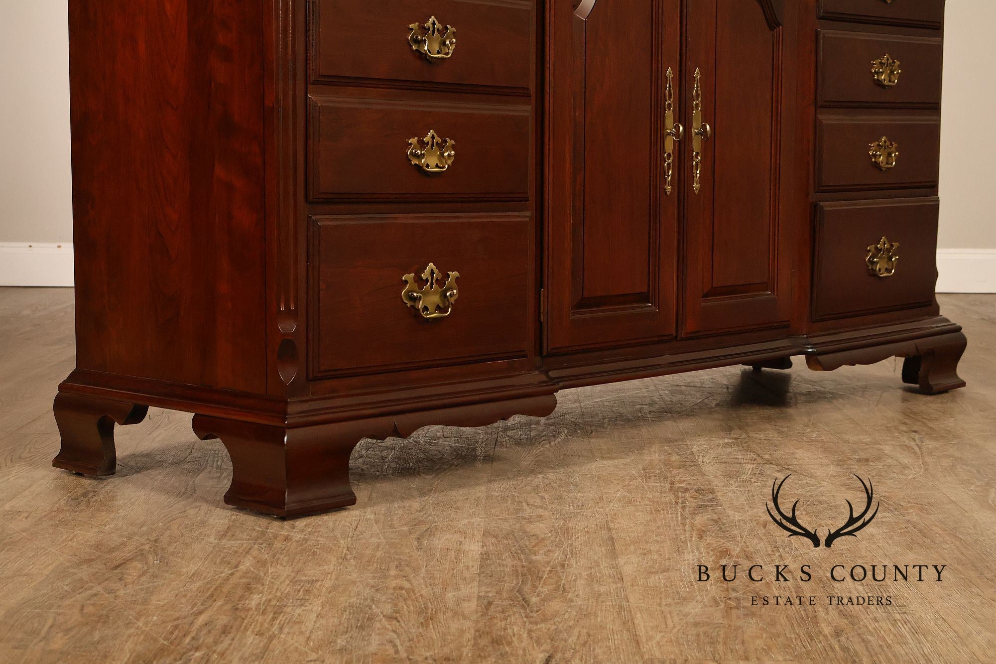 Pennsylvania House Chippendale Style Cherry Long Dresser with Mirror