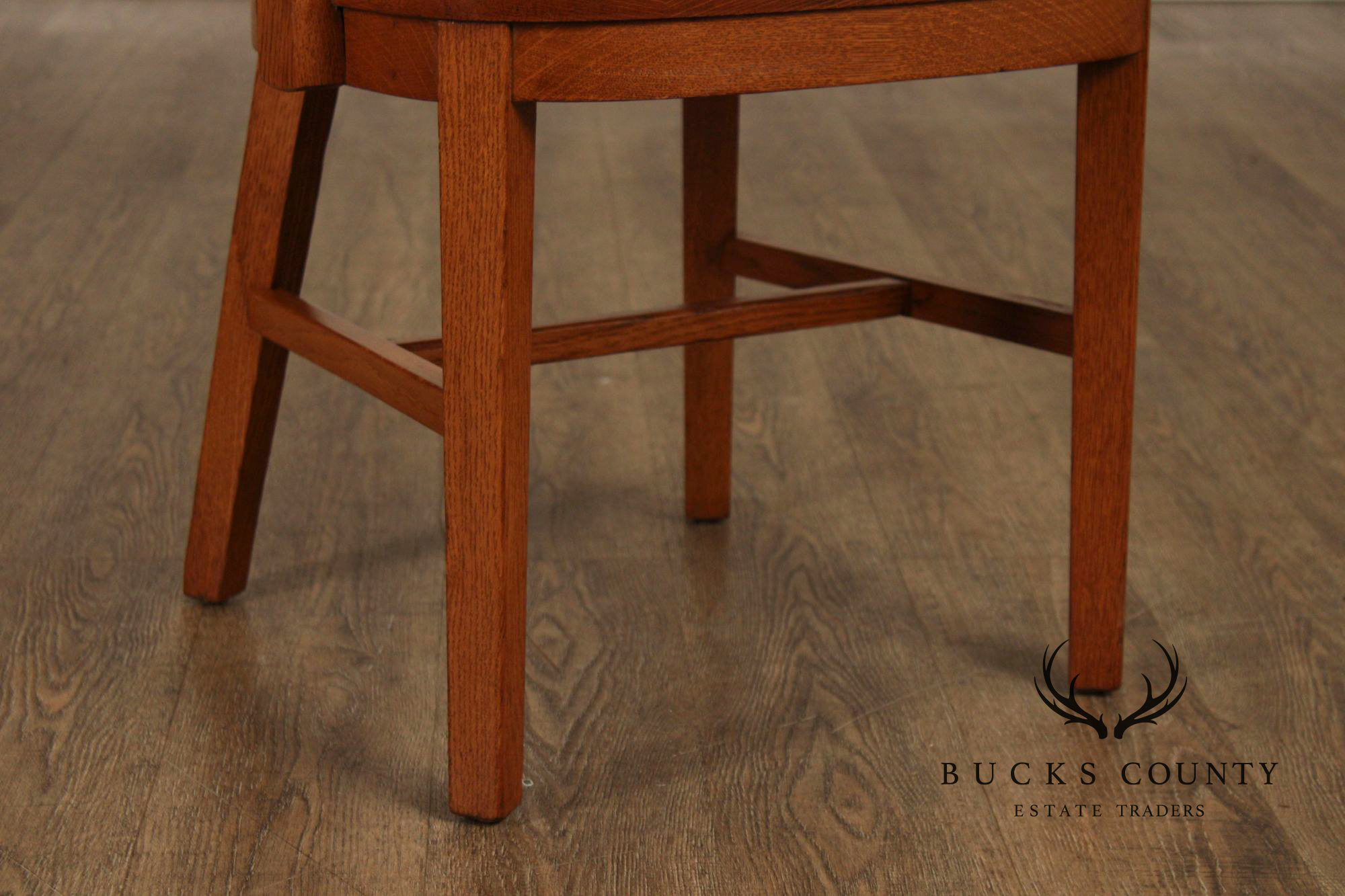 Marble & Shattuck Vintage Set of Six Solid Oak Bankers Armchairs