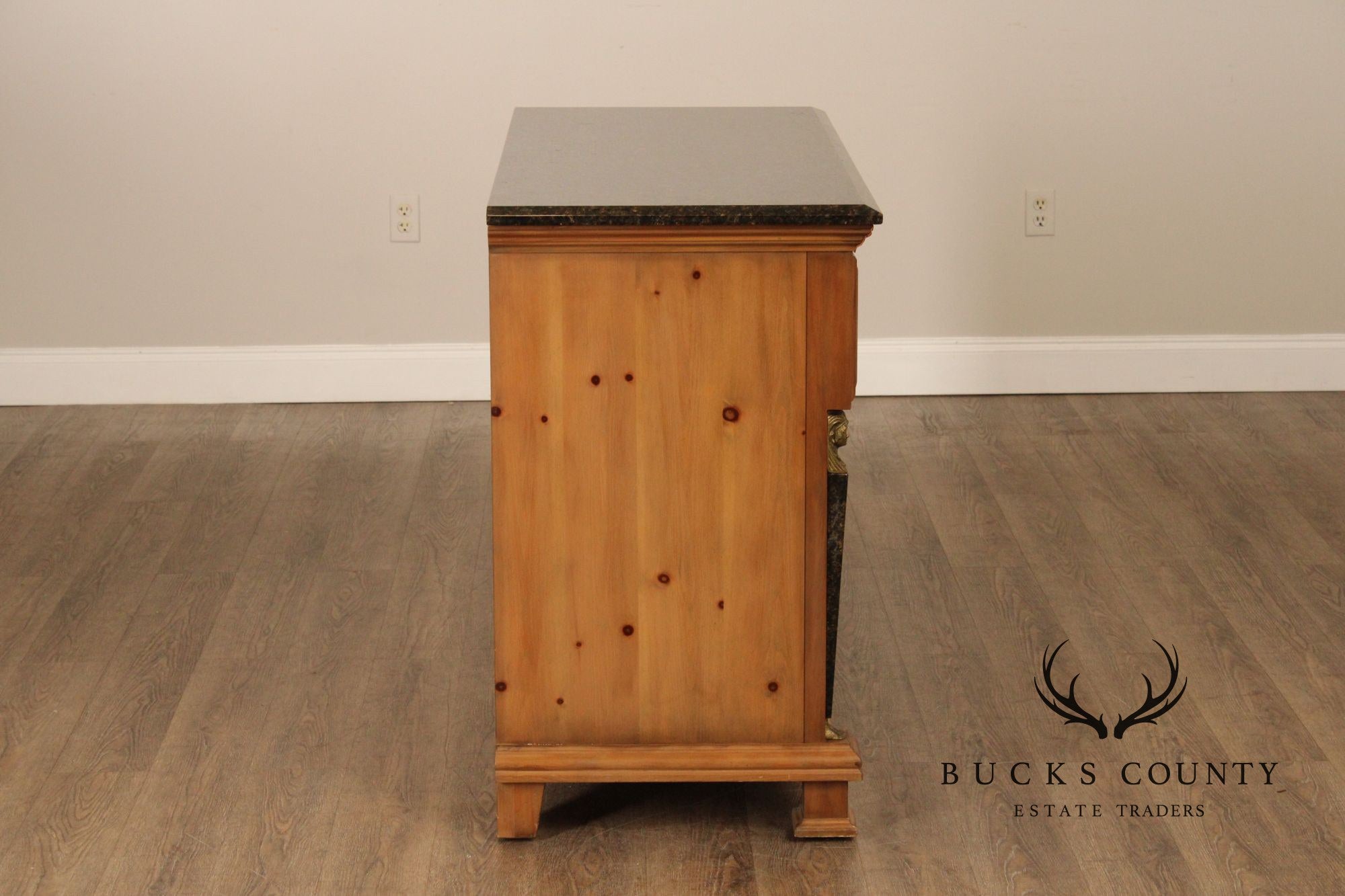 EJ Victor Egyptian Revival Marble-Top Pine Commode