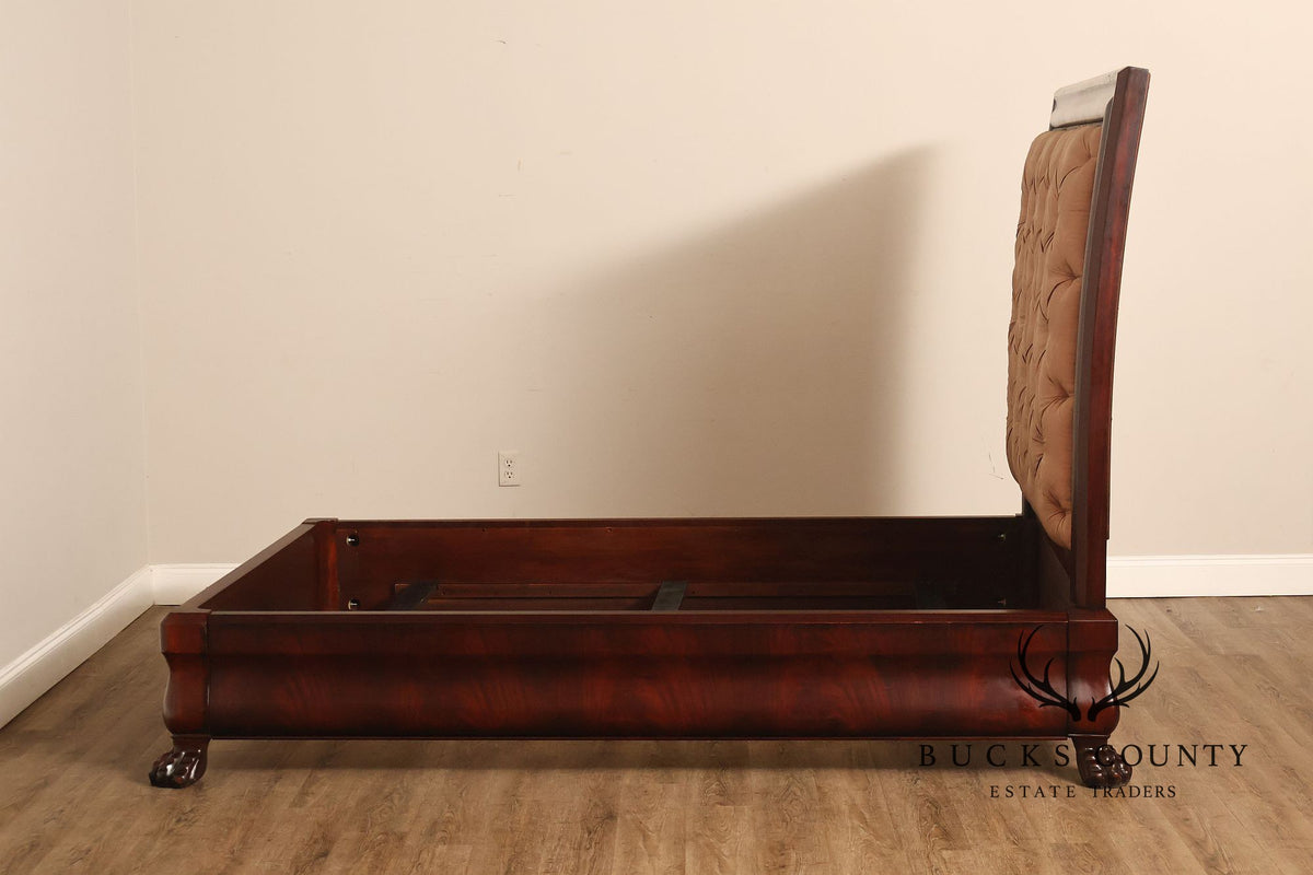 Henredon Mahogany Queen Bed with Tufted Upholstered Headboard