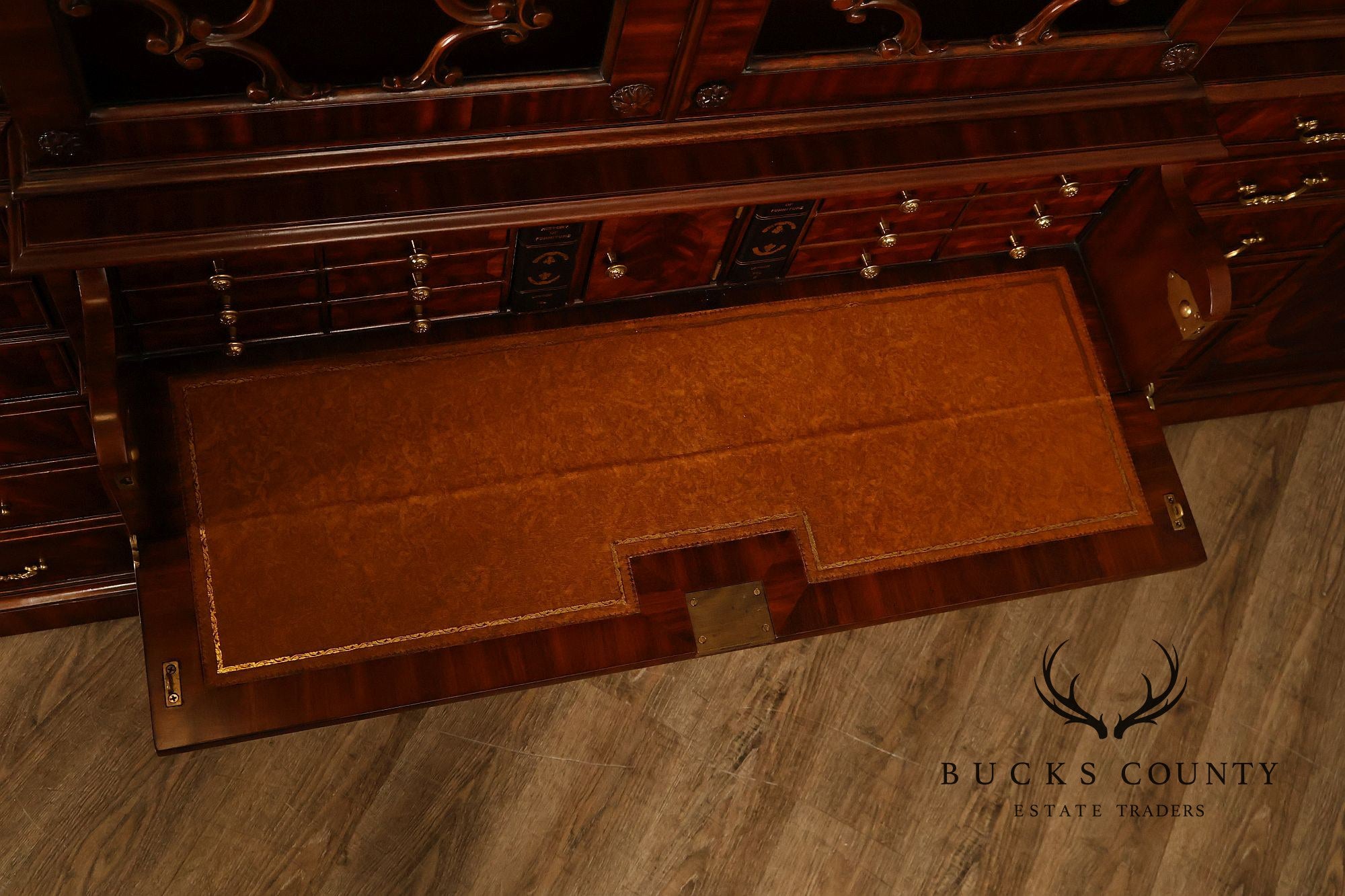 Maitland Smith Georgian Style Large Mahogany Breakfront Bookcase