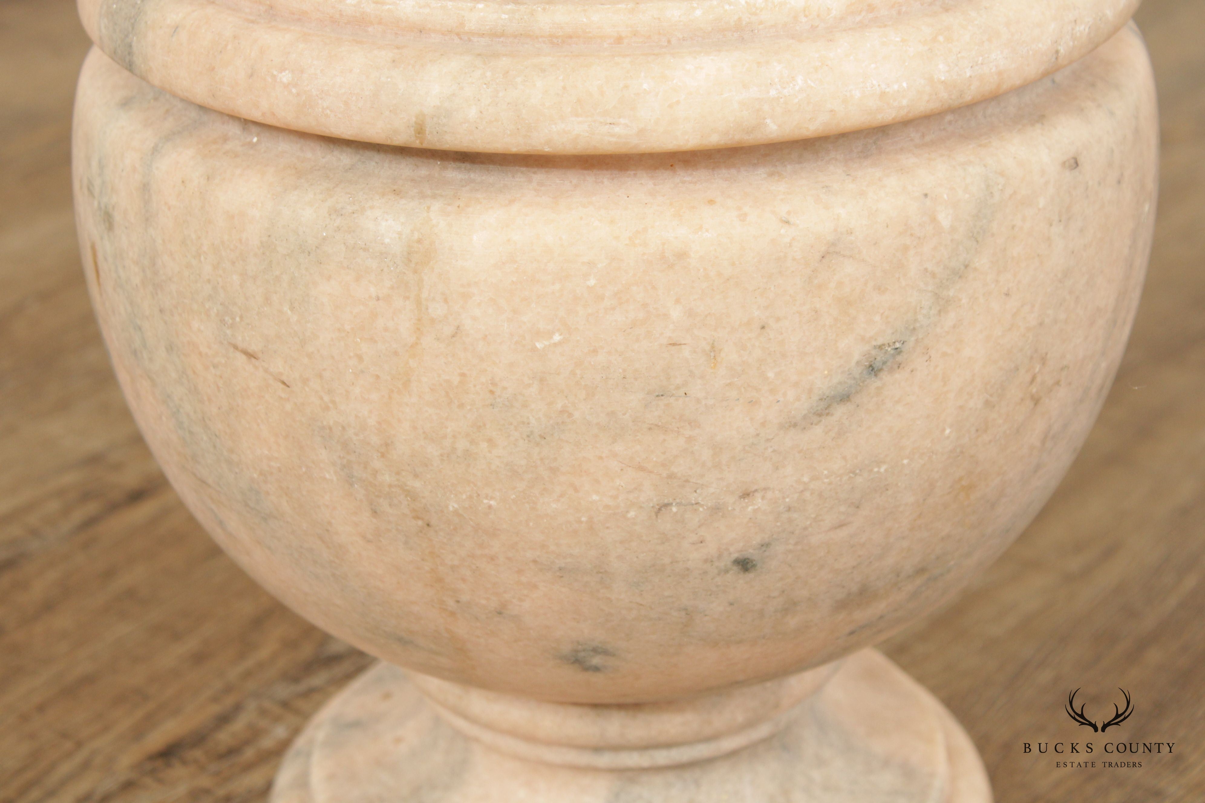 Antique Style Marble Footed Urn Vase with Turned Rim