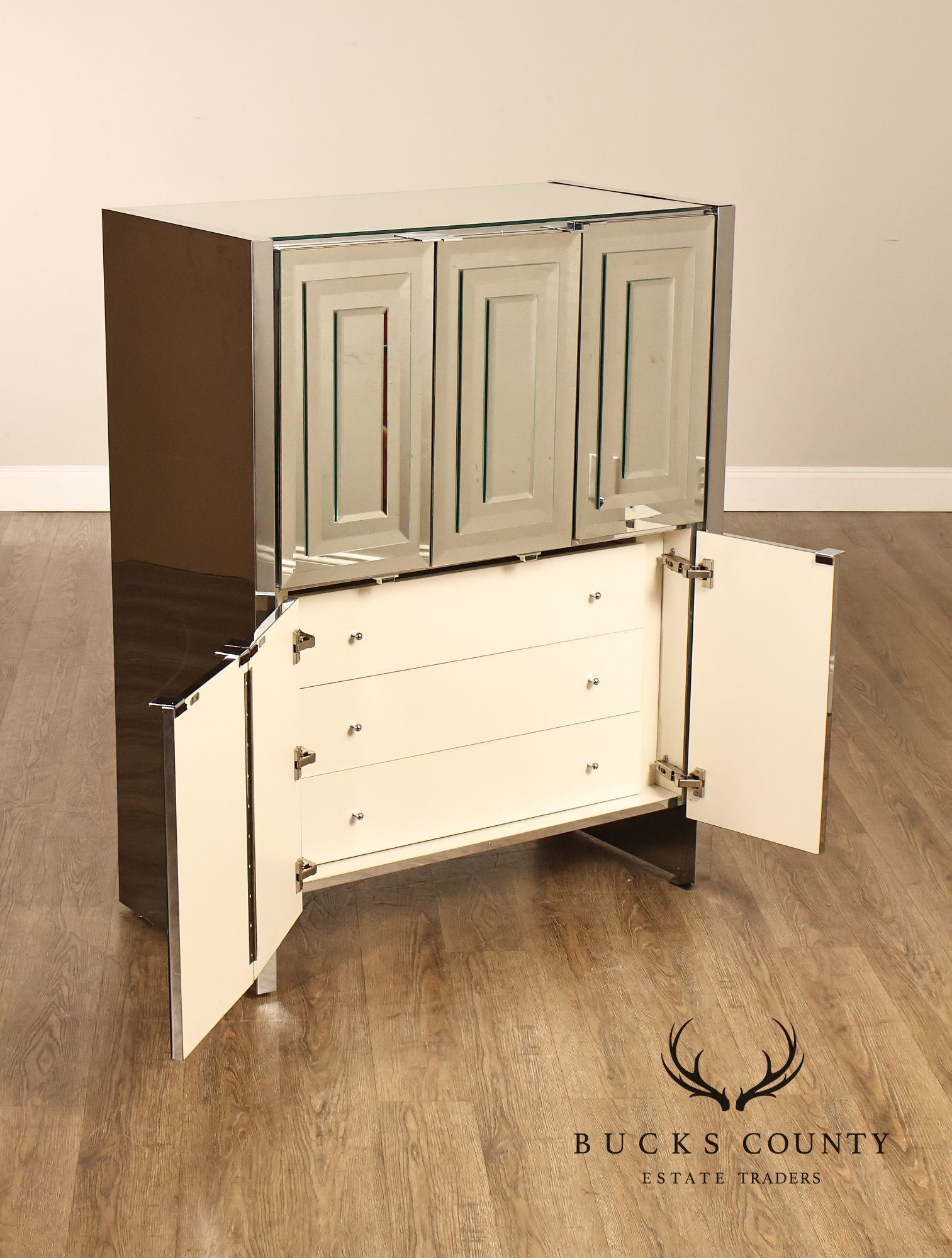 Ello Hollywood Regency Mirrored Armoire