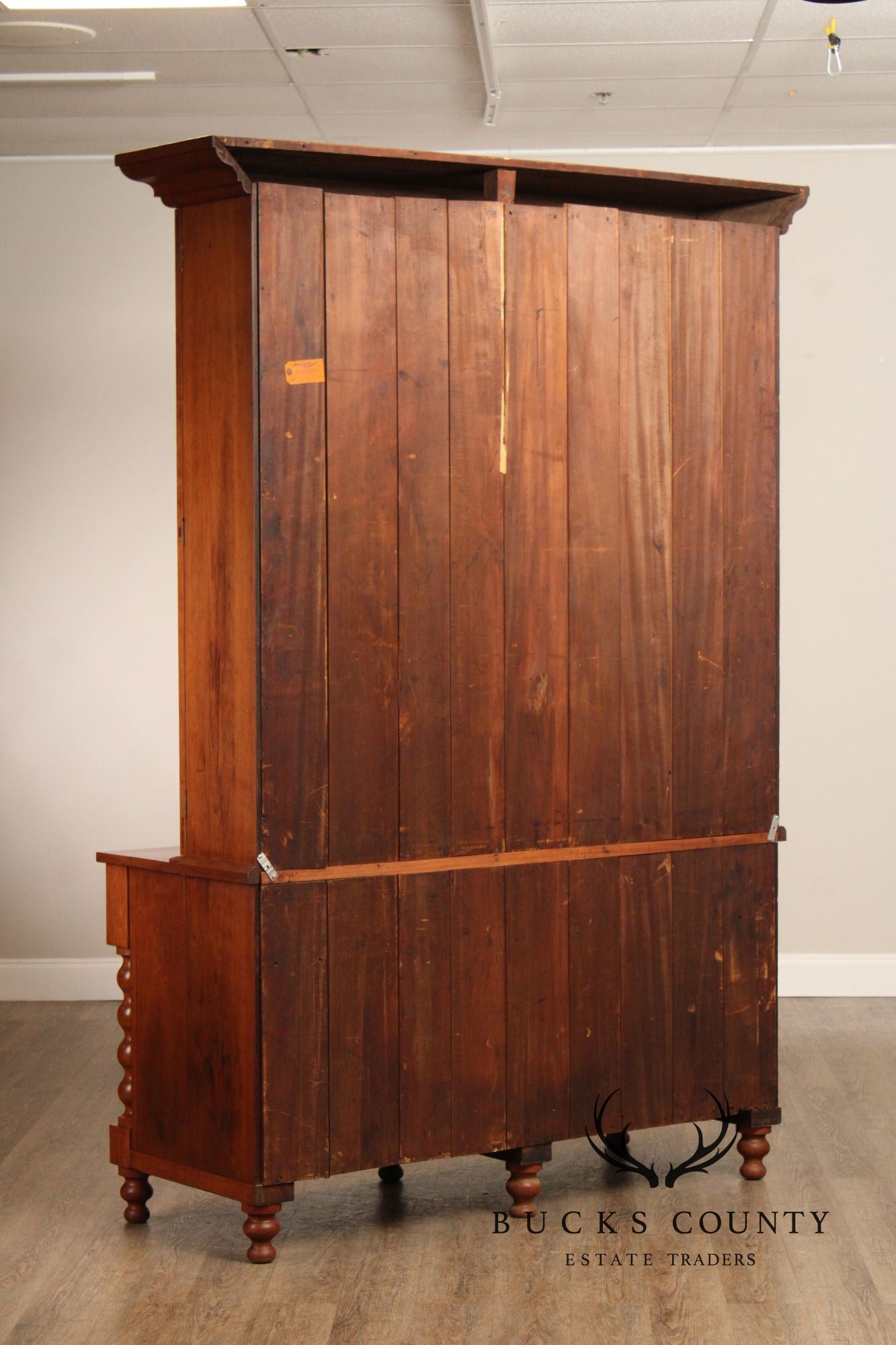 Antique American Empire Large Cherry Stepback Bookcase