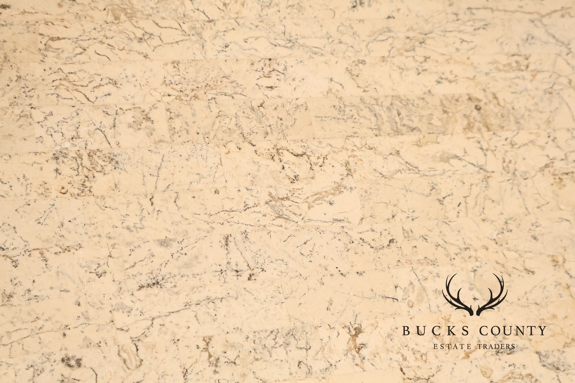 Neoclassical Style Travertine Console Table With Metal Stretcher