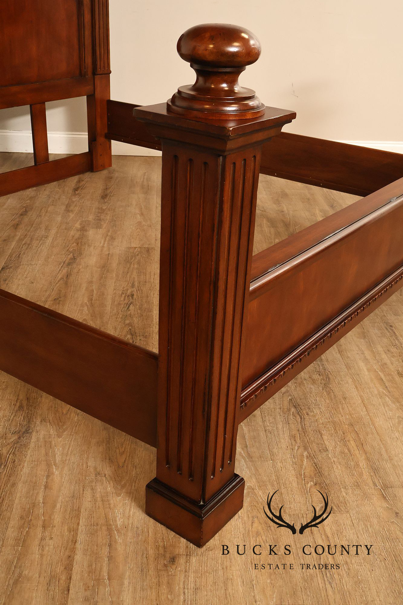 Baroque Style King Size Mahogany High Back Carved Bed Frame