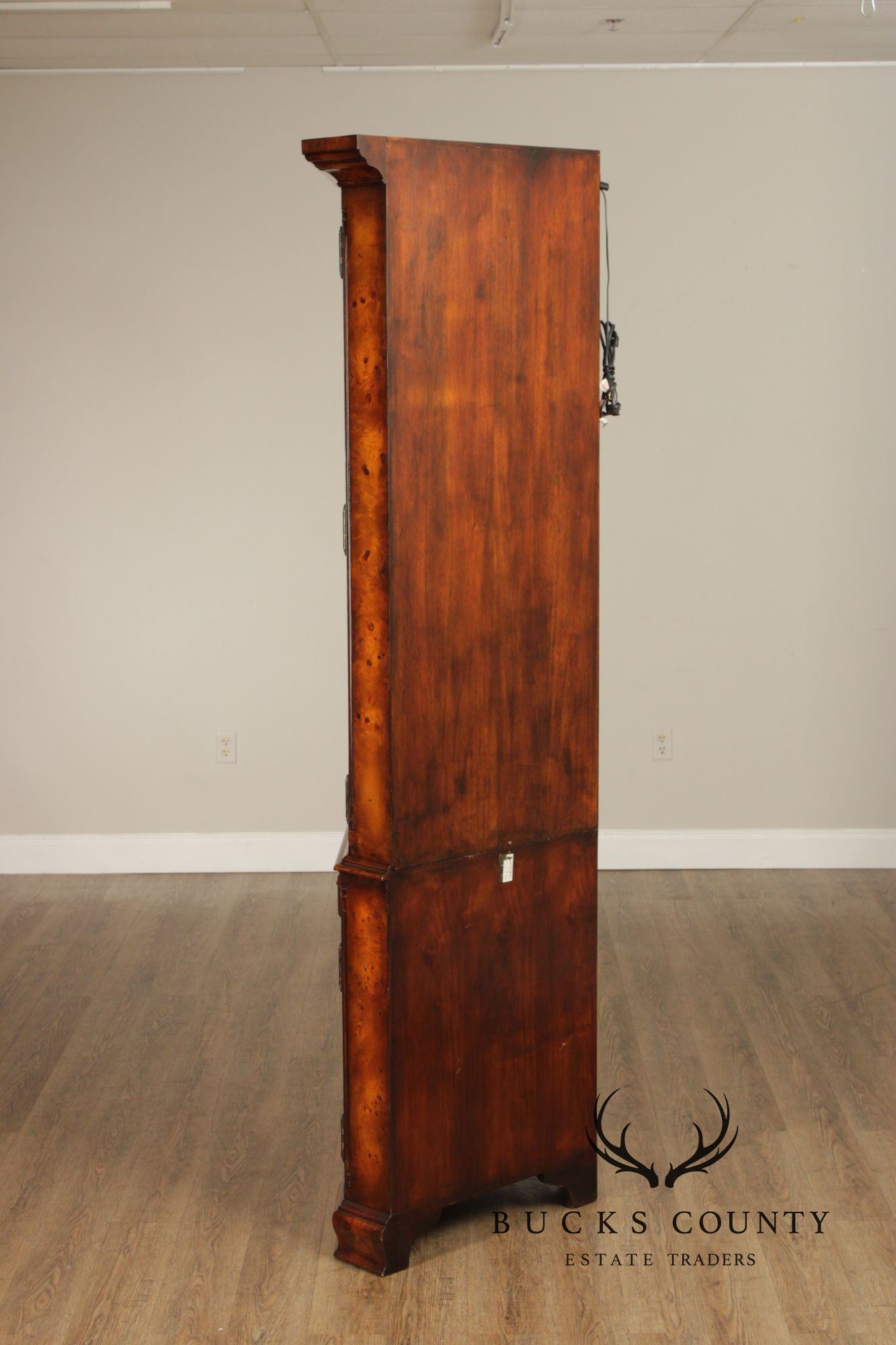 Theodore Alexander Georgian Style Burlwood Corner Cabinet