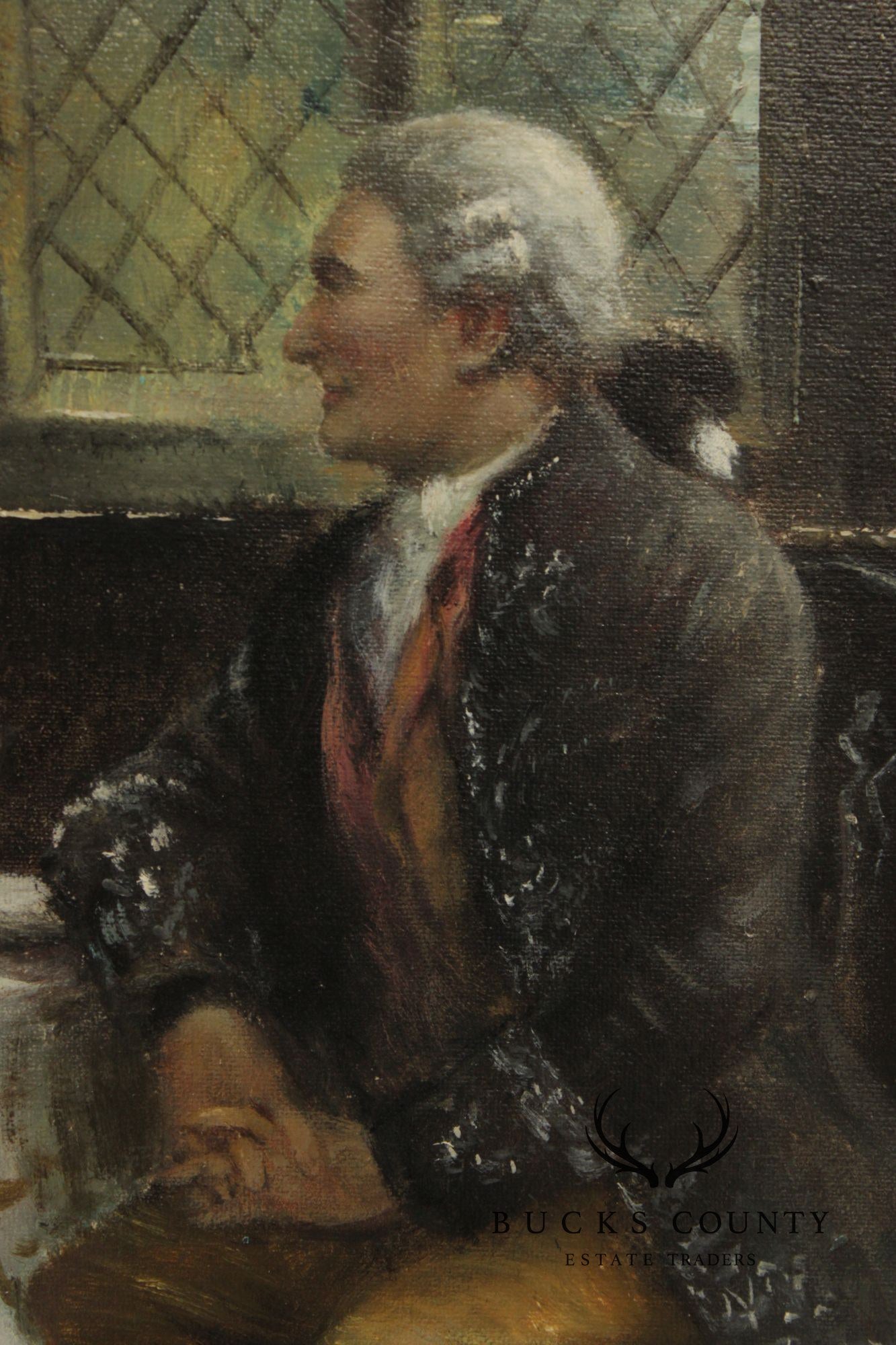 E. Larroque English Genre Painting, 'Hot Toddy'