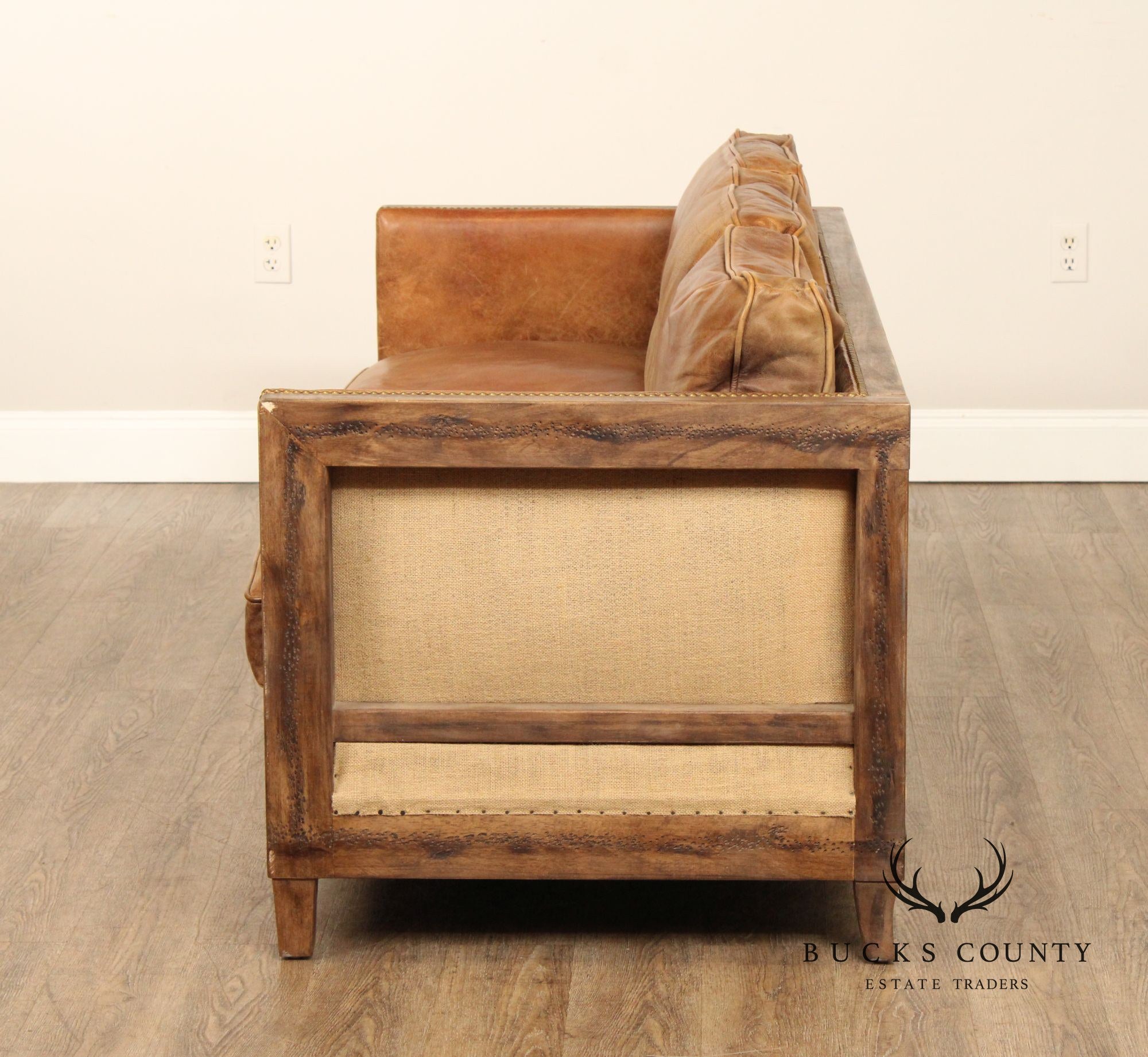 MOE'S HOME COLLECTION DARLINGTON RUSTIC LEATHER SOFA