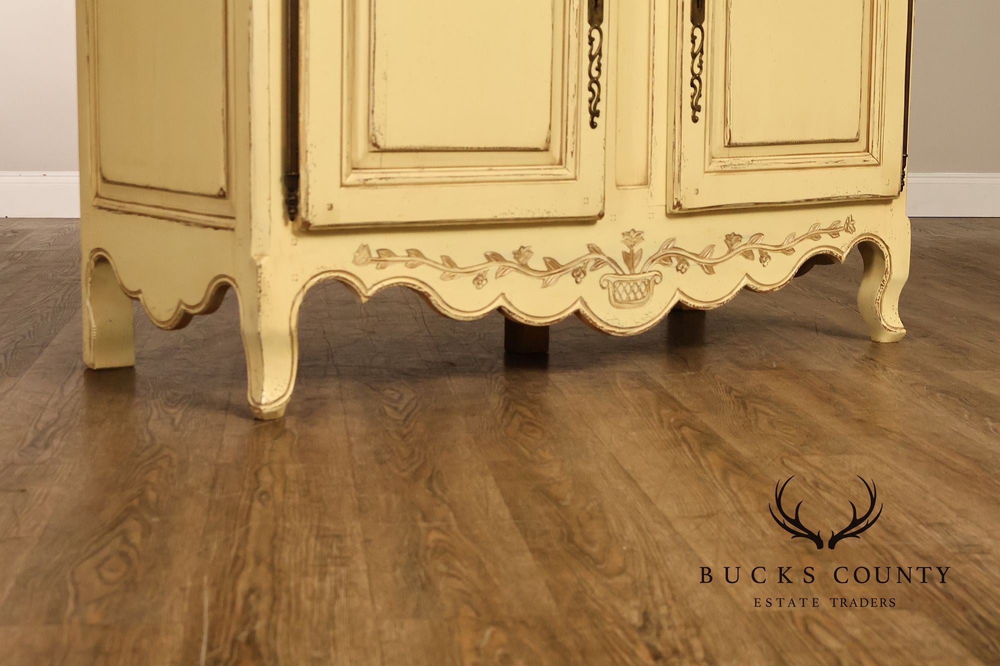 French Country Style Distress Painted China Cabinet