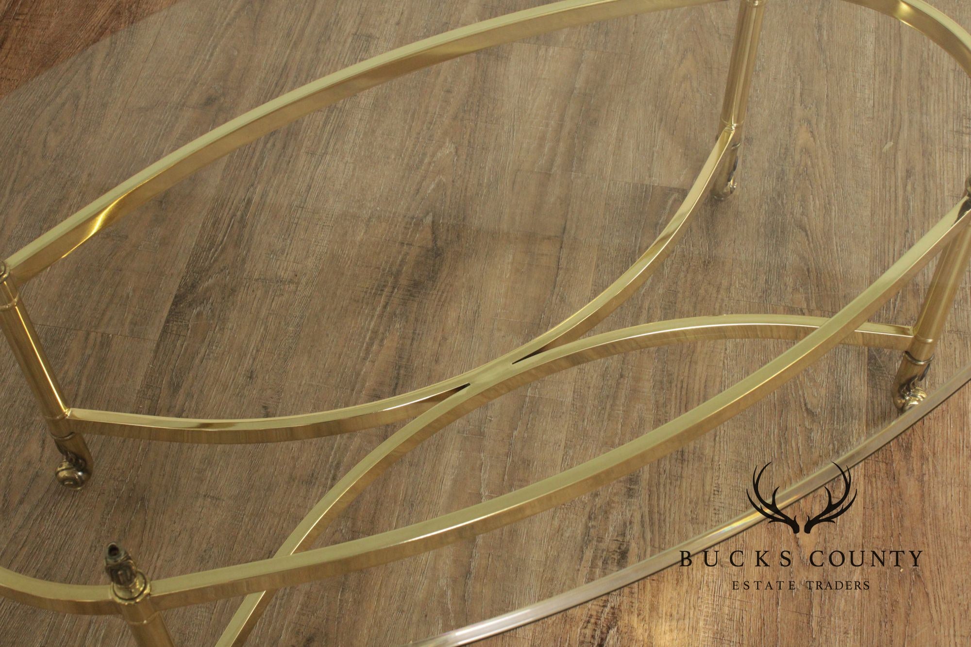 Hollywood Regency Glass Top Oval Coffee Table